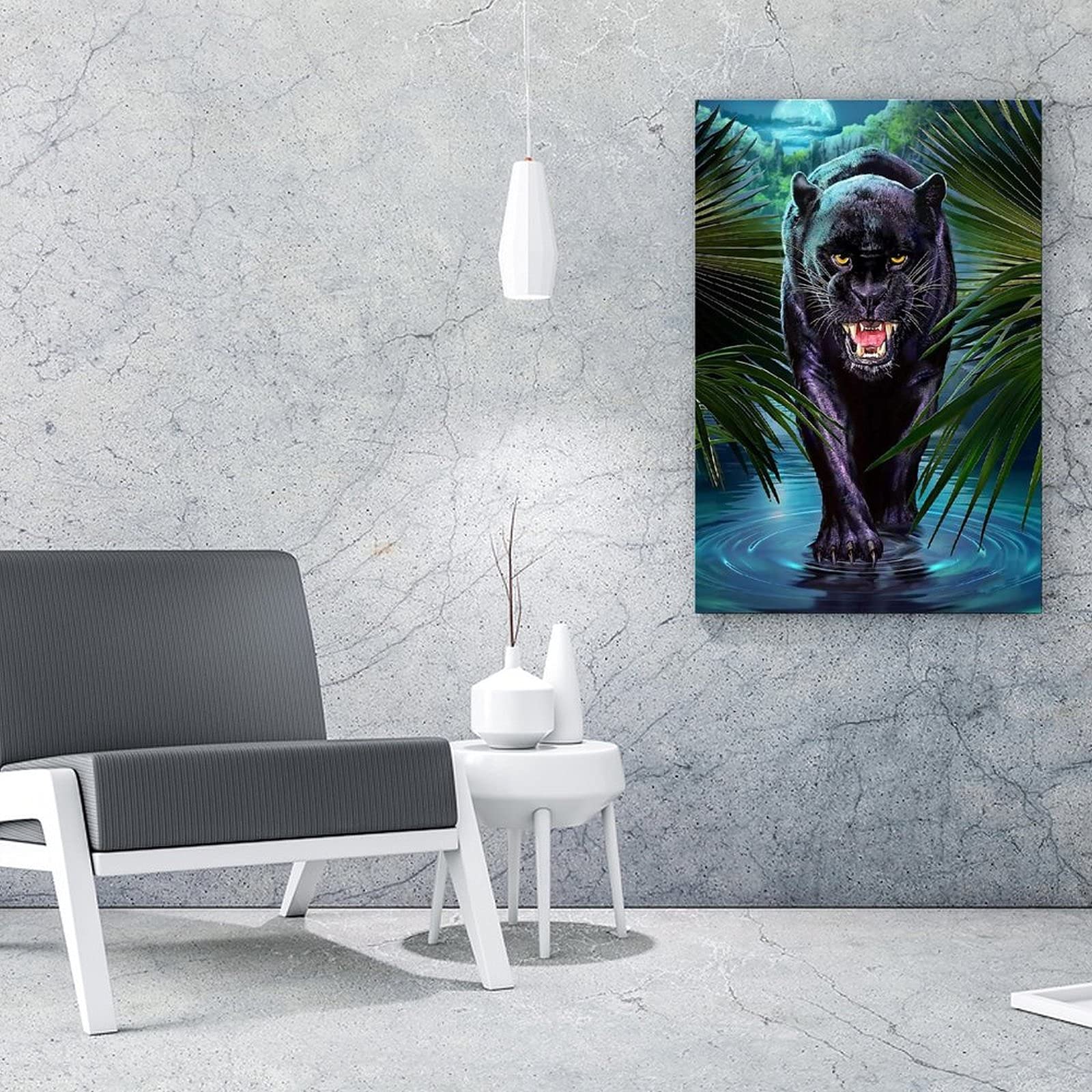 Black Panther Canvas Wall Art - Animal Posters for Home & Office Decor | Jungle Theme Wall Decor for Living Room, Bedroom, or Workspace