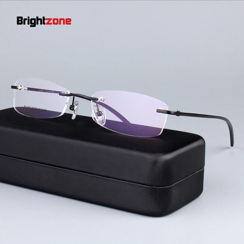 Brightzone Women's Rimless Oval Square Titanium Eyeglasses - Lightweight & Durable Frame for Work, Reading & Everyday Use (Model 71827)