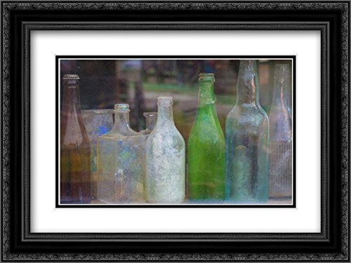 18x15 Black Ornate Framed Double Matted Museum Art Print - Old Bottles II by Kathy Mahan | Vintage Home Decor, Wall Art for Living Room, Office & Gallery