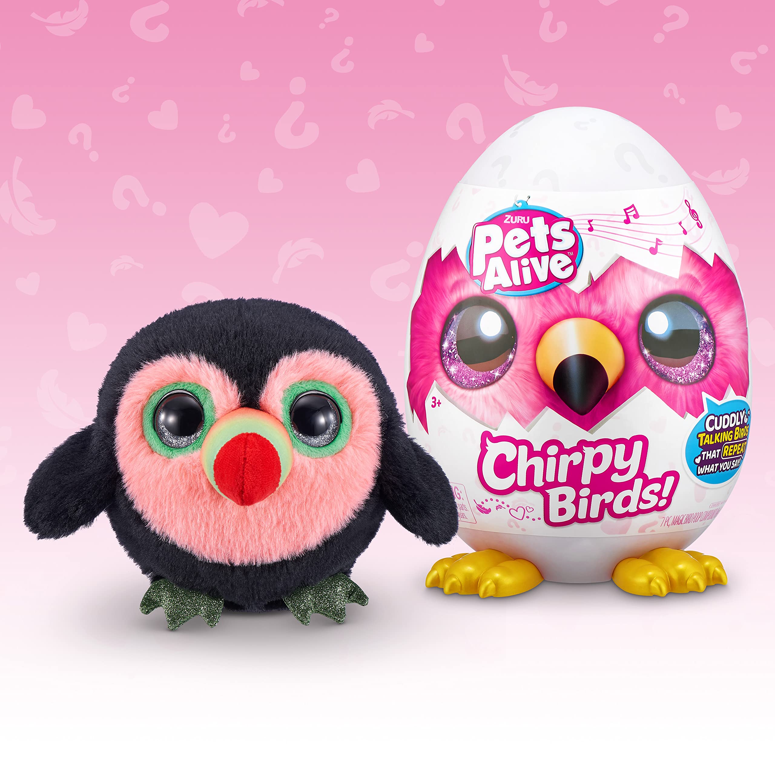 ZURU Pets Alive Chirpy Birds - Interactive Talking Electronic Toucan Pet Toy with Giant Surprise Egg, Stickers, Comb & Fluffy Clay - Fun Animal Plush Gift for Girls (Perfect for Birthday Parties & Playtime)