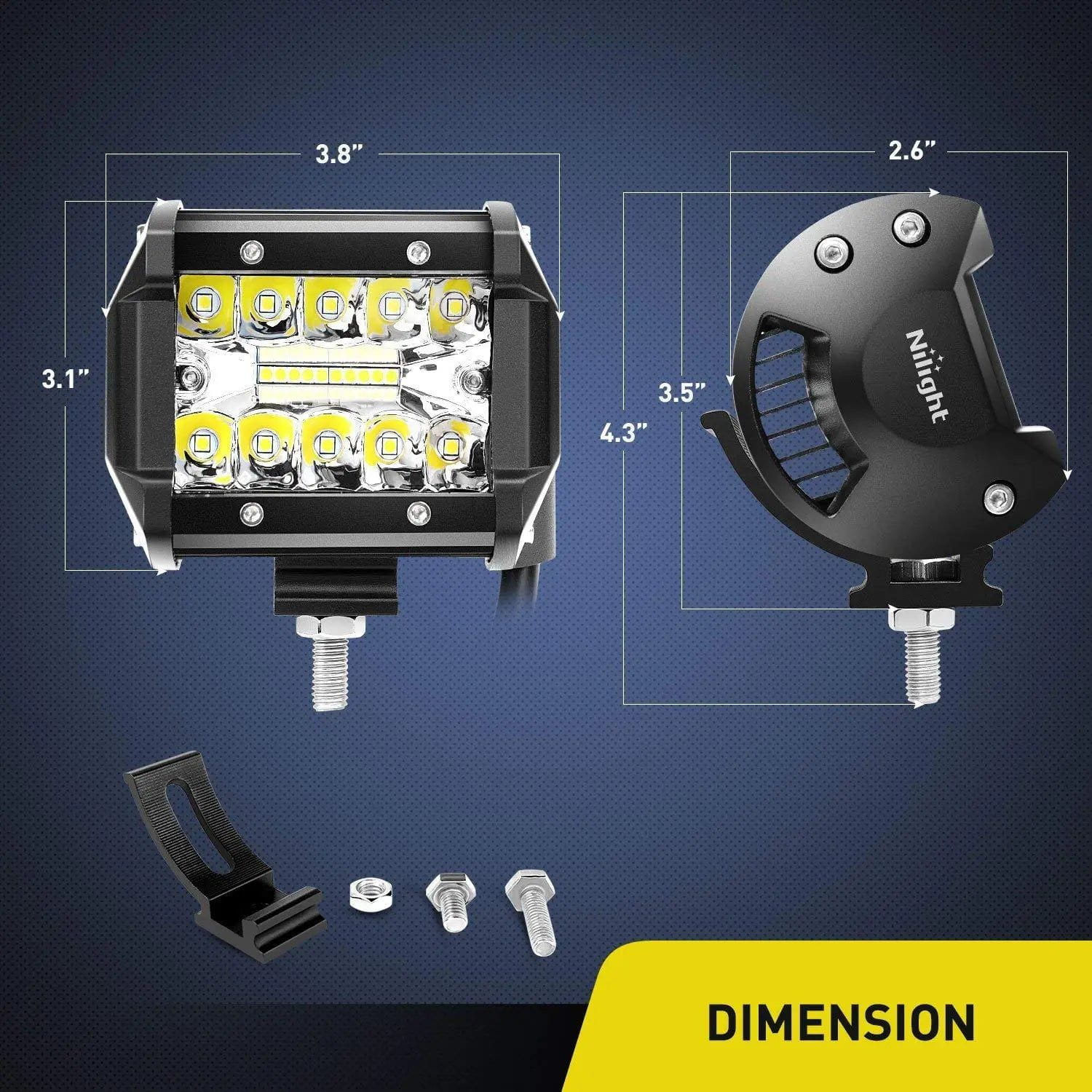 60W 4 Inch Triple Row LED Pod Lights - Spot & Flood Combo (Pair) - Perfect for Off-Road Trucks, ATVs, Boats & Emergency Vehicles
