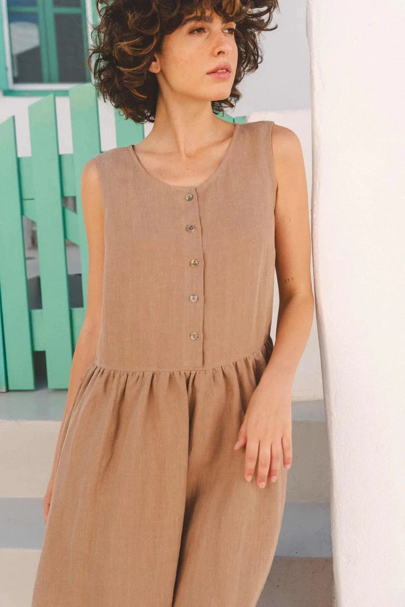 Stylish Hazel Women's Linen Sleeveless Summer Dress - Breathable & Comfortable in Multiple Colors | Perfect for Beach Vacations, Casual Outings & Summer Weddings