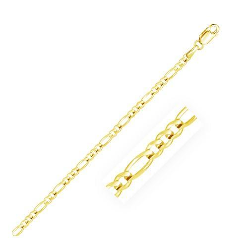 14K Yellow Gold Solid Figaro Chain Necklace - 3.1mm Width, 24 Inch Length - Perfect for Layering, Gift Giving & Everyday Wear