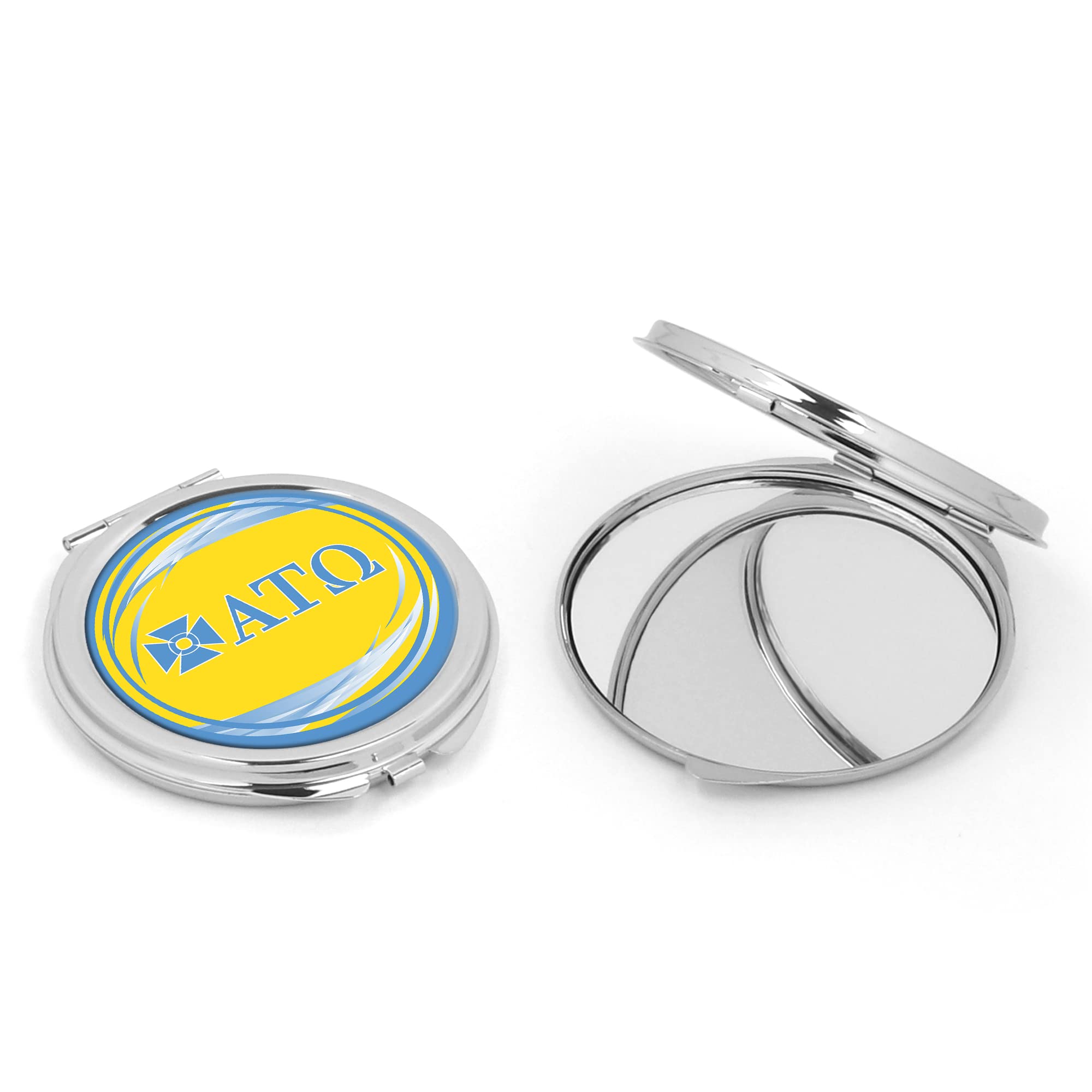 Alpha Tau Omega Fraternity Compact Mirror - Double-Sided Portable Makeup Mirror for Travel, Purse & Dorm (Alpha Tau Omega #2) - Perfect for Cosmetics, Touch-Ups & Fraternity Events