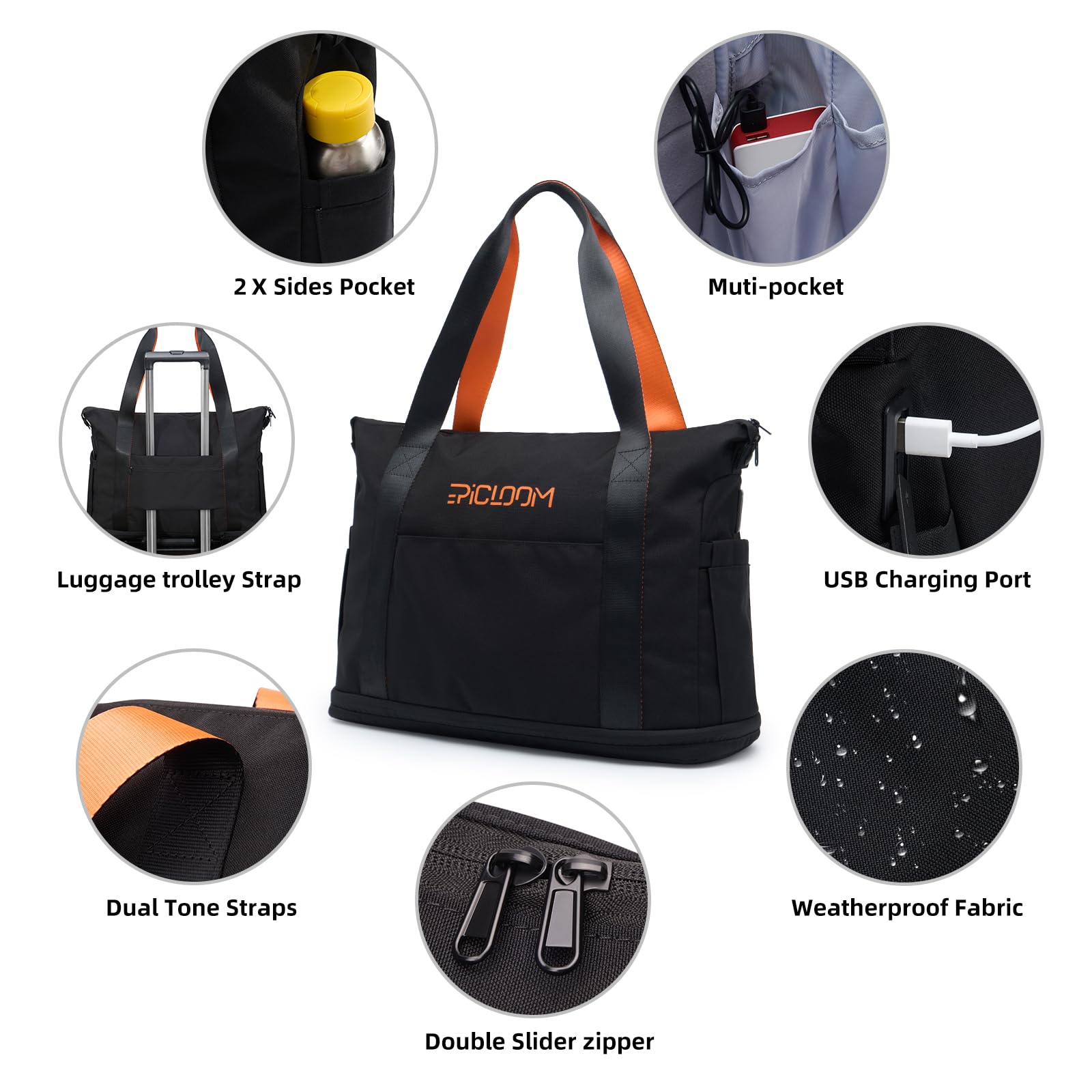 Durable Tote Bag for Men & Women - Travel Duffel Bag with 15.6