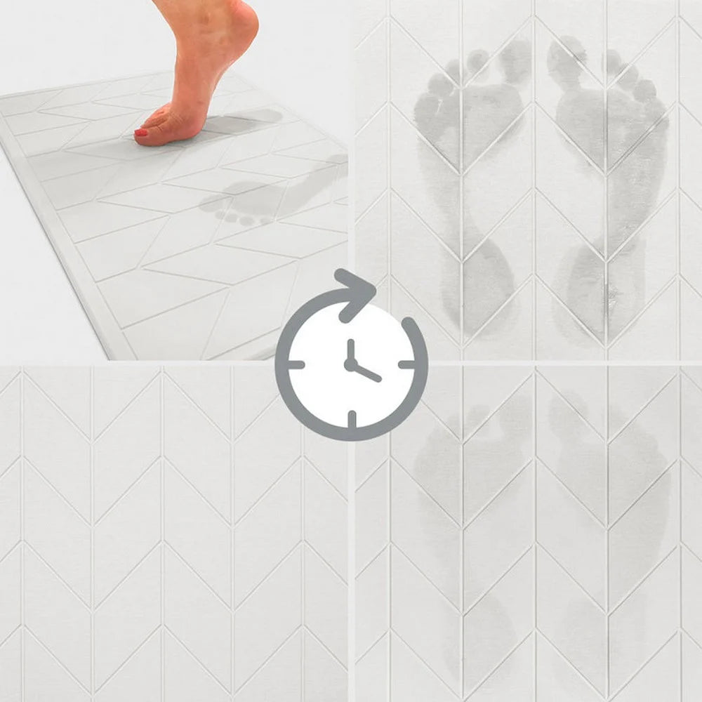Natural White Algodon DRI Stone Bath & Kitchen Mat - Absorbent, Non-Slip, Quick-Drying for Bathroom, Shower, Sink & Kitchen Use