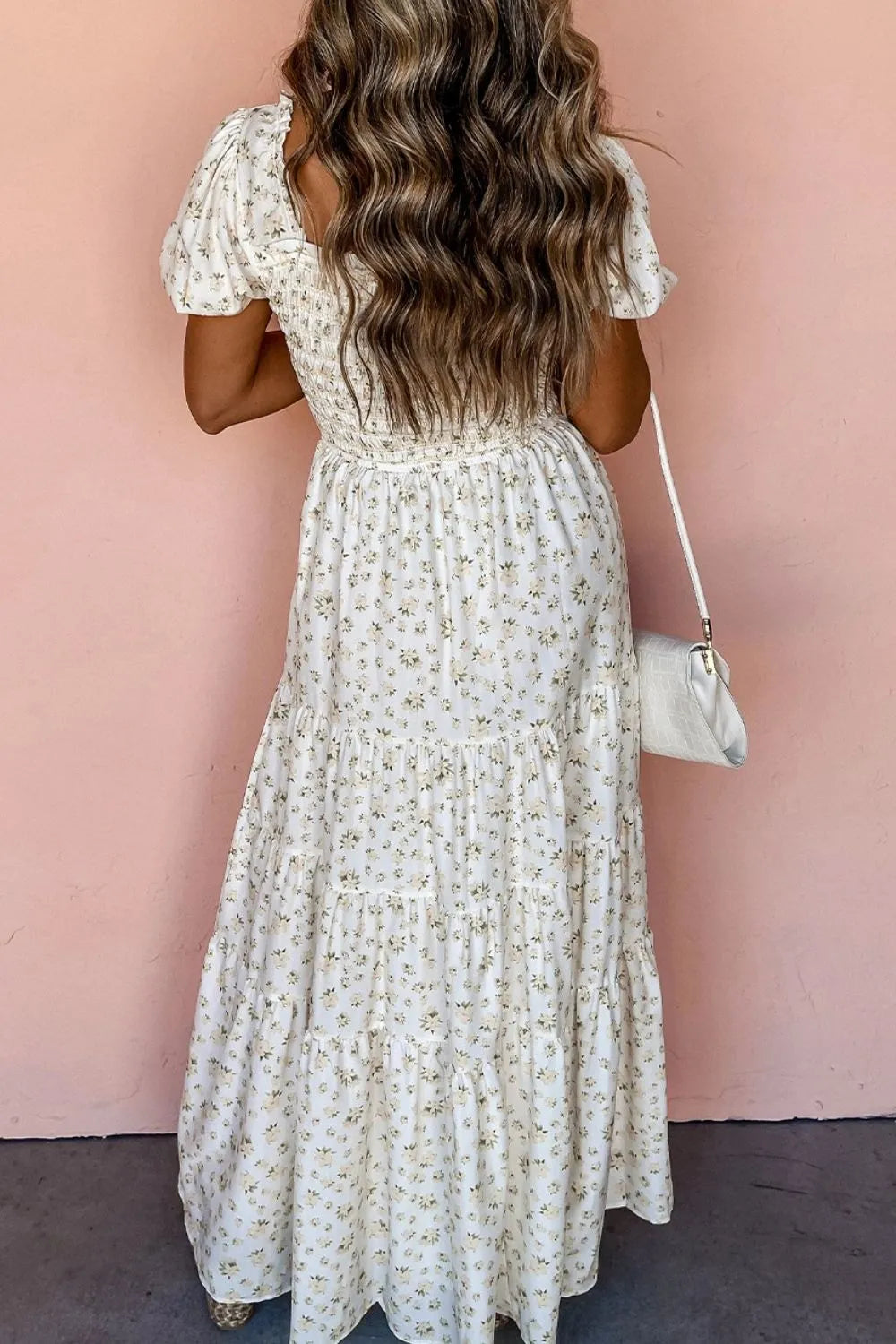 Floral Print Short Puff Sleeve Maxi Summer Dress for Women - Beach Vacation, Garden Party & Date Night Outfit