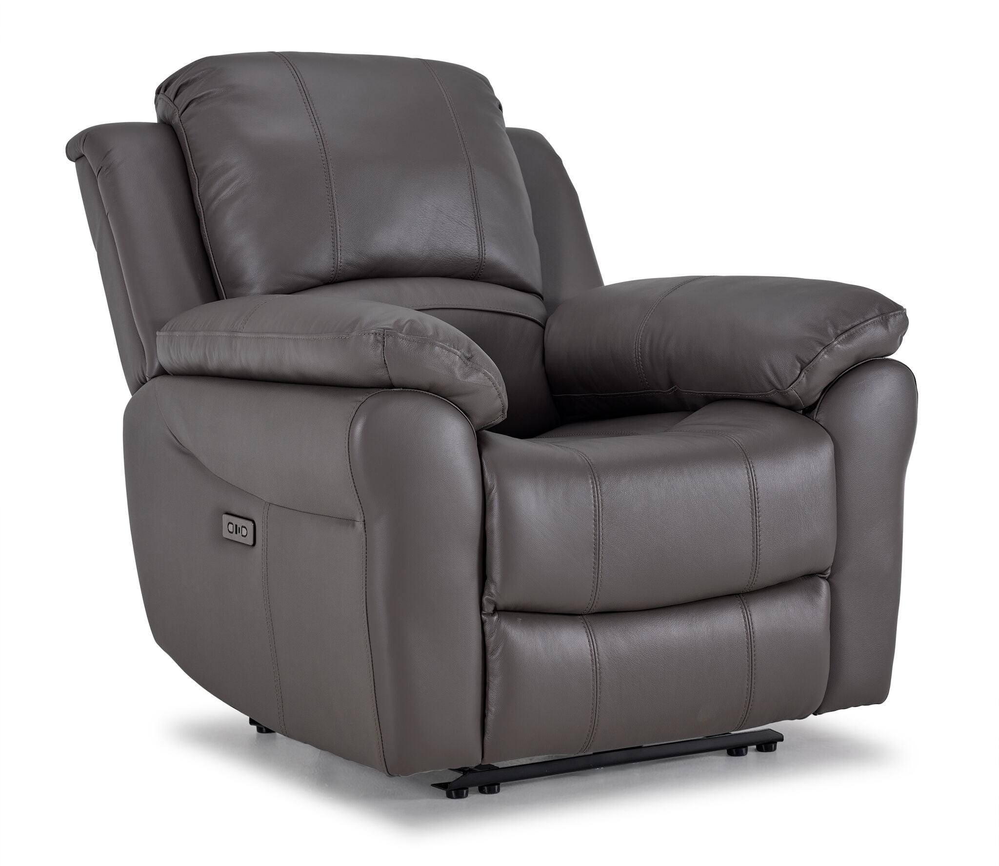 Premium Alba Leather Power Reclining Sofa Set - 3-Piece Sectional with Loveseat & Chair, Soft Grey - Perfect for Living Room, Home Theater & Family Gatherings