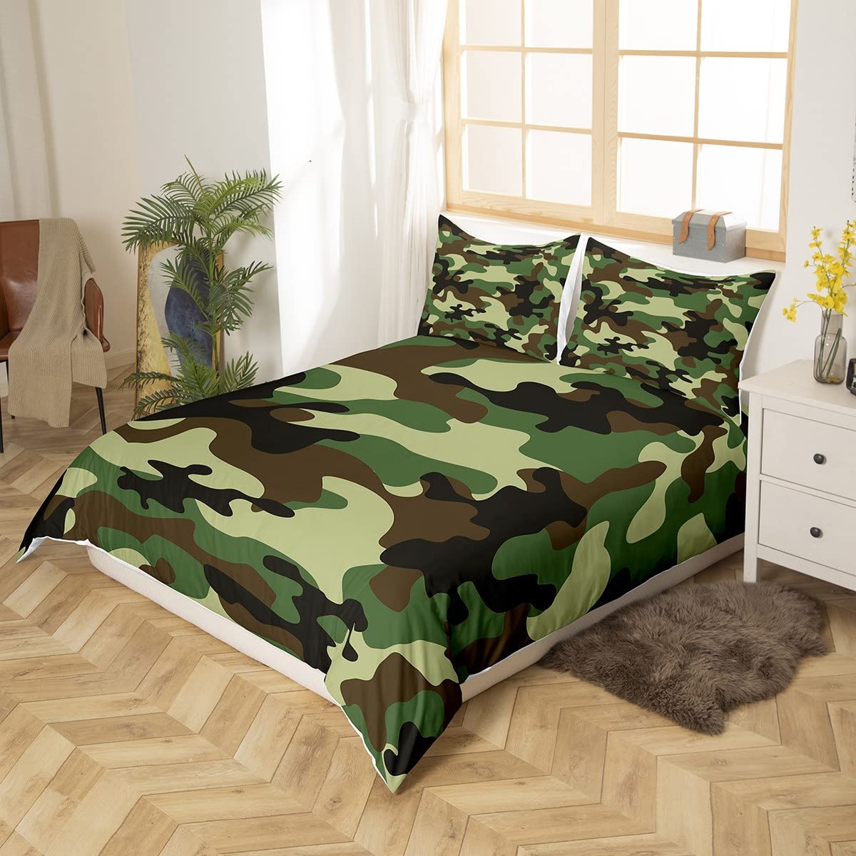 Kids Camo Duvet Cover Set - Army Camouflage Bedding for Boys & Girls (Twin Size, Brown/Green) with 1 Pillowcase | Youth & Teen Room Decor | Perfect for Military-Themed Bedrooms, Camping Enthusiasts, and Adventure-Loving Kids