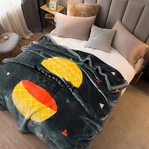 Premium Korean Mink Fleece Blanket - Ultra Soft & Warm 2-Ply Heavyweight Blanket (60x80 Inches, 5 lbs) - Pineapple Abstract Design for Cozy Bedroom, Winter Nights & Home Decor - Perfect Gift for Autumn & Winter Seasons