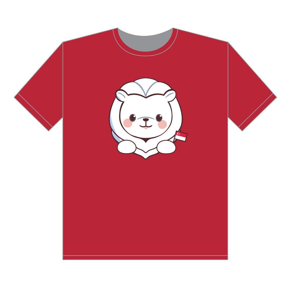 Goldwood x Mr. Merlion Singapore Flag Love Kids T-Shirt - Comfortable Cotton Tee for Boys & Girls - Perfect for National Day Celebrations & School Events