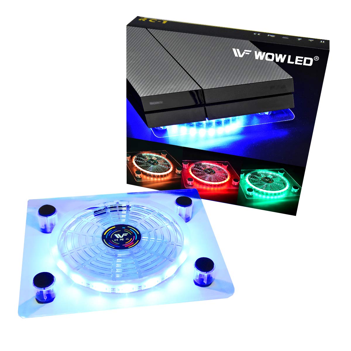 WOWLED Mini USB RGB LED Cooling Fan with 3-Key Control - Gaming PC Cooler for PS4, Xbox One X, Laptops & Desktops | Thermal Fan Pad, CPU Cooler & Case Lighting for Enhanced Gaming Performance