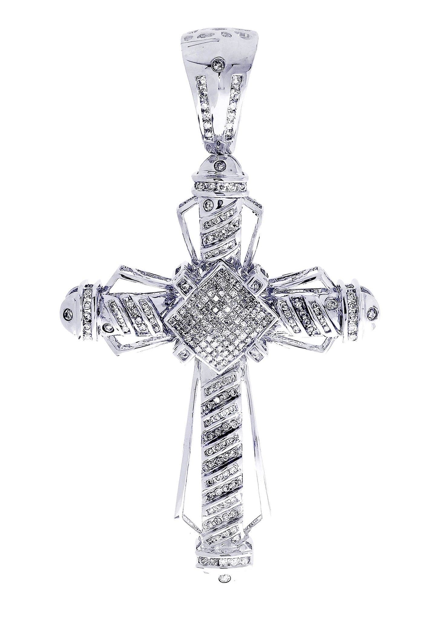 2.1 Carat Diamond Cross Pendant Necklace - 20.53 Grams Solid Gold Religious Jewelry for Women - Perfect for Baptism, First Communion & Special Occasions