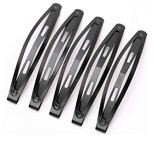 FAMEZA 24 Pcs Large Metal Hair Snap Clips - 2.36 Inch No-Slip Hair Barrettes for Women & Girls (Black) | Strong Hold for Thick Hair, Perfect for School, Work, Parties & Everyday Styling