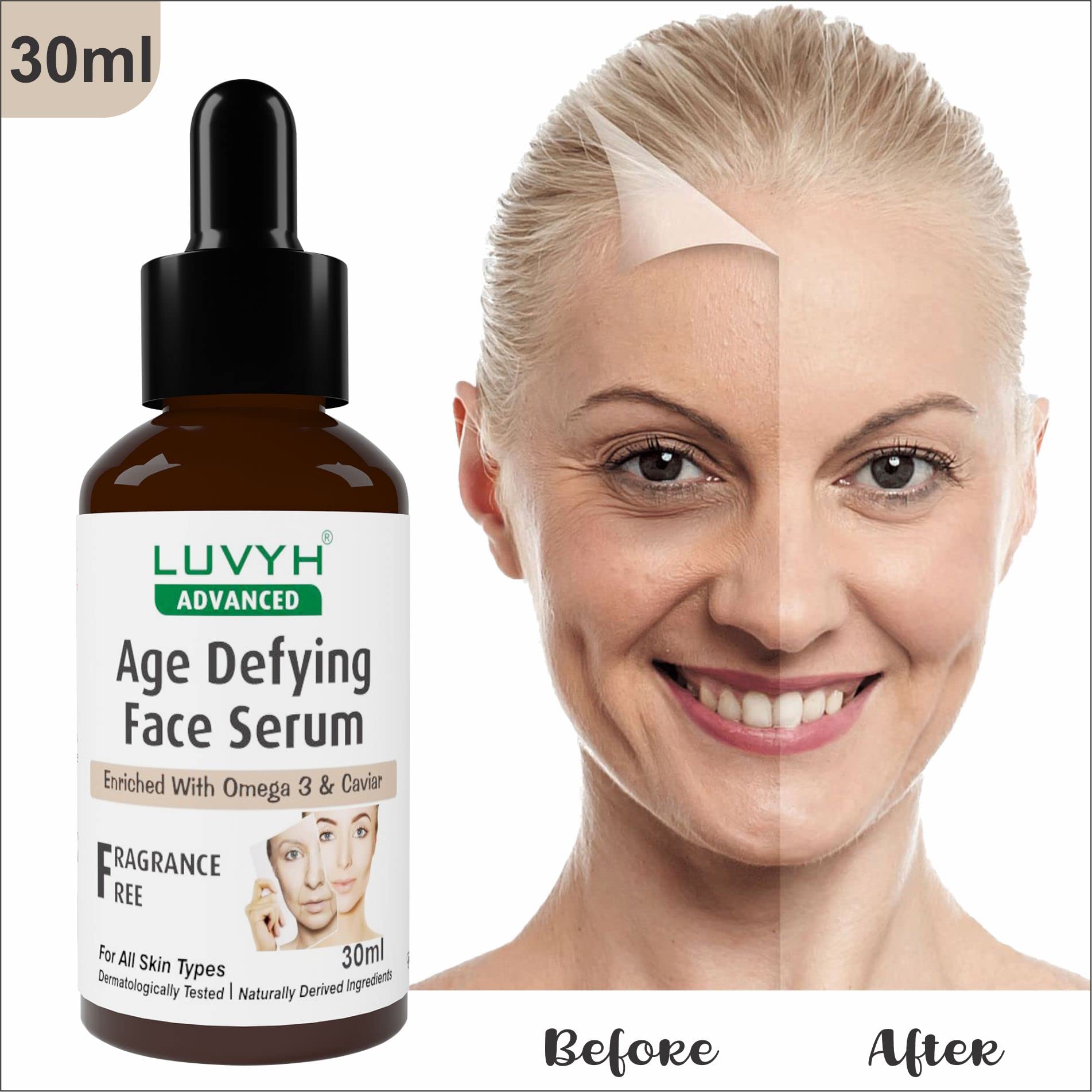 Luvyh Anti-Aging Face Serum for Glowing Skin - Brightening Treatment for Dark Spots, Dullness & Wrinkles | Hydrating Formula with Hyaluronic Acid | Paraben-Free 30ml | Perfect for Daily Skincare Routine & Nighttime Rejuvenation