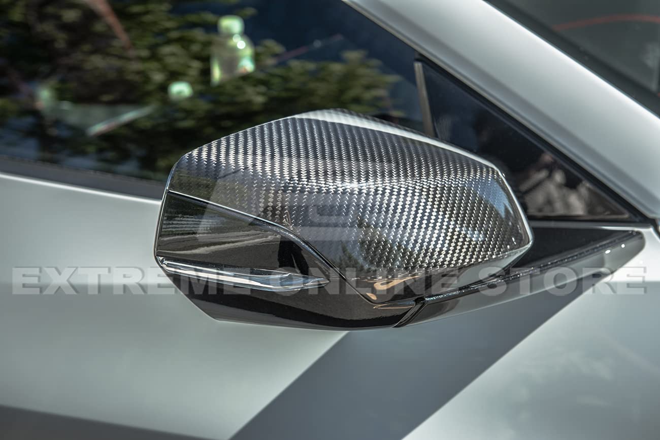 2020-Present Corvette C8 GM Factory Style Carbon Fiber Mirror Cover Trim Pair - Replacement Side Mirror Covers for Enhanced Style & Protection - Perfect for Car Enthusiasts & Custom Upgrades
