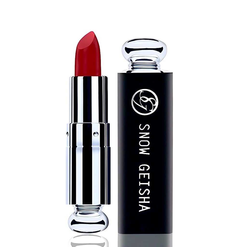 Snow Geisha Skincare RICH RED #007 - Premium Long-Lasting Lipstick for Women | Hydrating Matte Finish, Cruelty-Free Makeup | Perfect for Date Night, Parties & Special Occasions