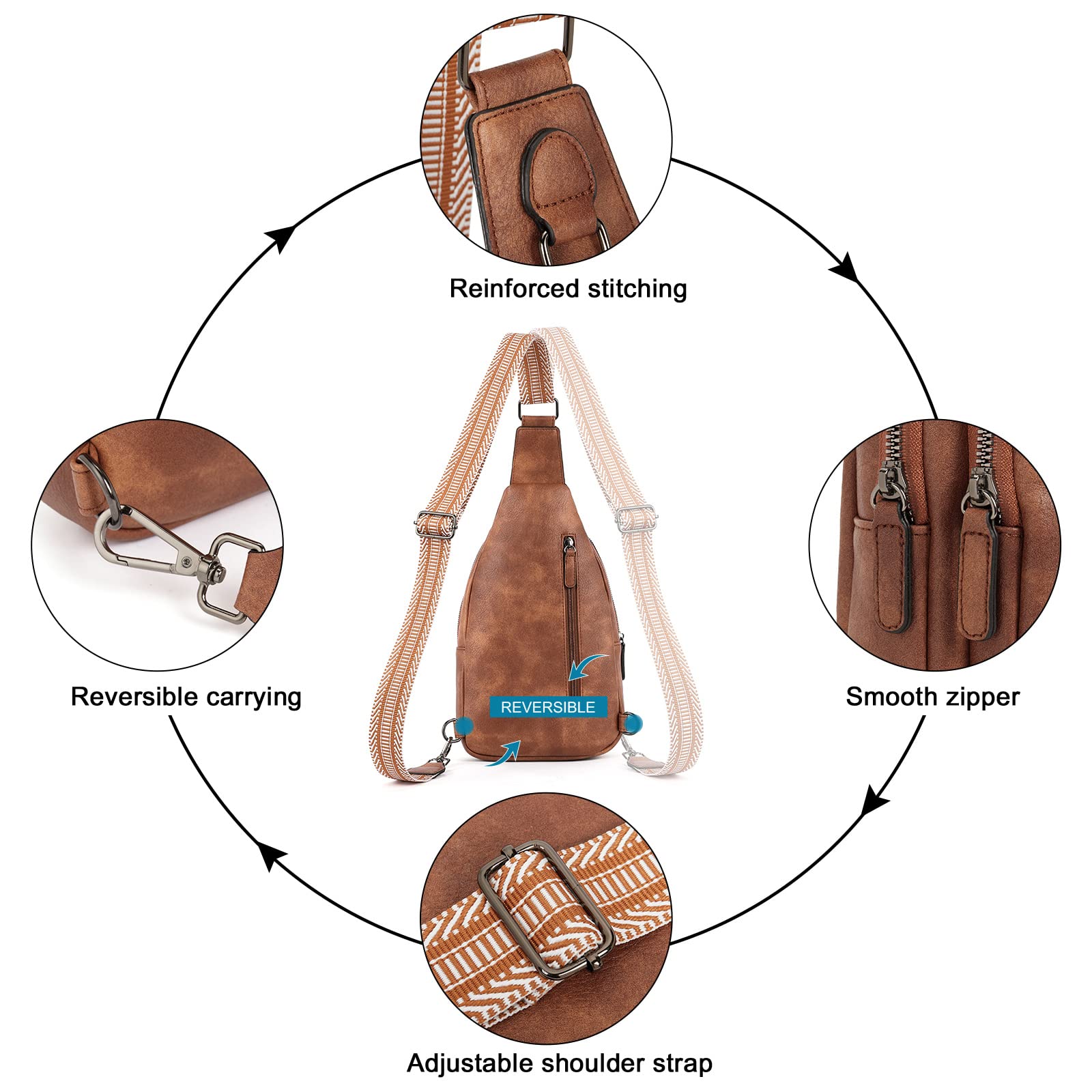 Stylish CLUCI Leather Crossbody Bags for Women - Fashionable Sling Backpack Purse for Travel, Work & Daily Use | Durable & Lightweight Shoulder Bag