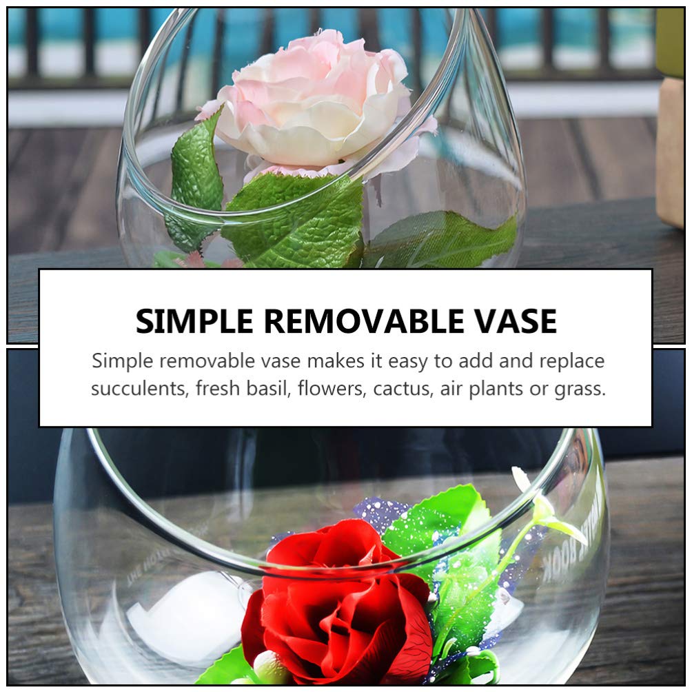 Healifty 3-Piece Clear Slant Cut Bubble Bowl Set - Fish Bowl, Plant Terrarium, Candy Jar, Globe Vase for Home & Office Decor - Perfect for Air Plants, Floral Arrangements, and Table Centerpieces