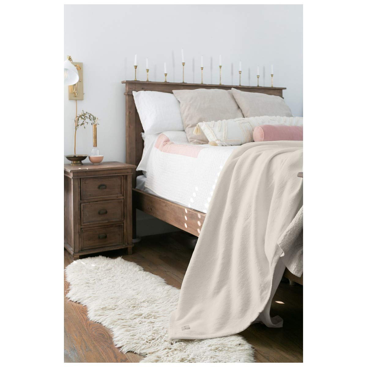 Peacock Alley All Seasons Luxury Cotton Blanket - 100% Long Staple Soft Cotton Blanket for Bed, Sofa & Crib - King, California King, Flint Size - Perfect for Home, Hotel & Gift Giving