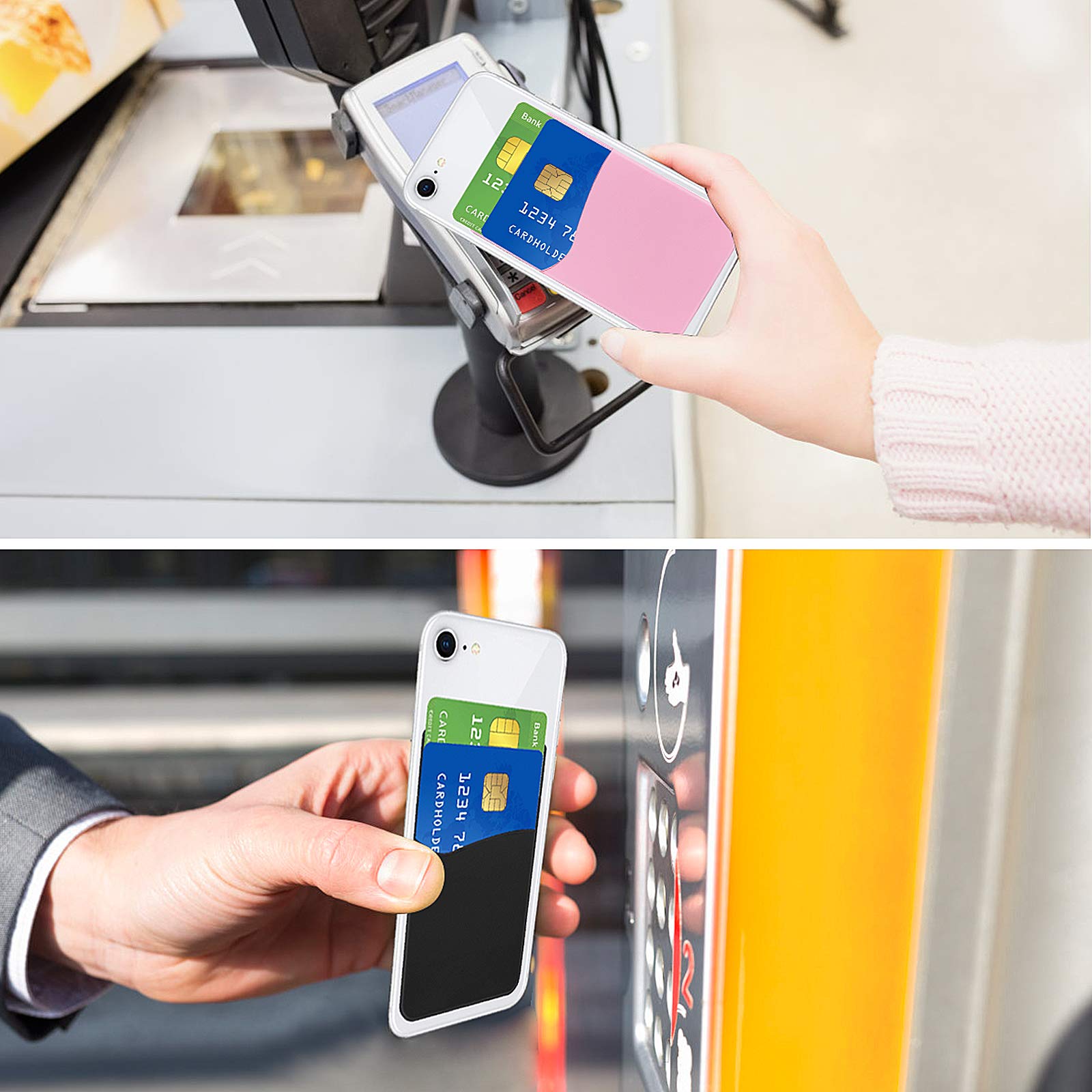Senose Phone Card Holder - Sticky Double Layer (5pcs) & Single Layer (3pcs) Wallet for Phone Back - Perfect for Contactless Payments, ID Cards & Transit Passes | Ideal for Travel, Commuting & Everyday Use