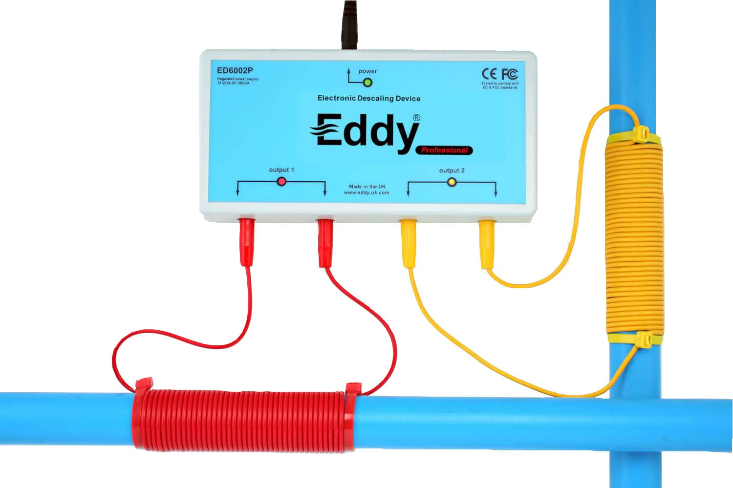 EDDY Electronic Water Descaler System - Salt-Free Whole House Water Softener Alternative | Electromagnetic Water Conditioner for Limescale Reduction | Perfect for Hard Water Treatment in Homes, Apartments & RVs