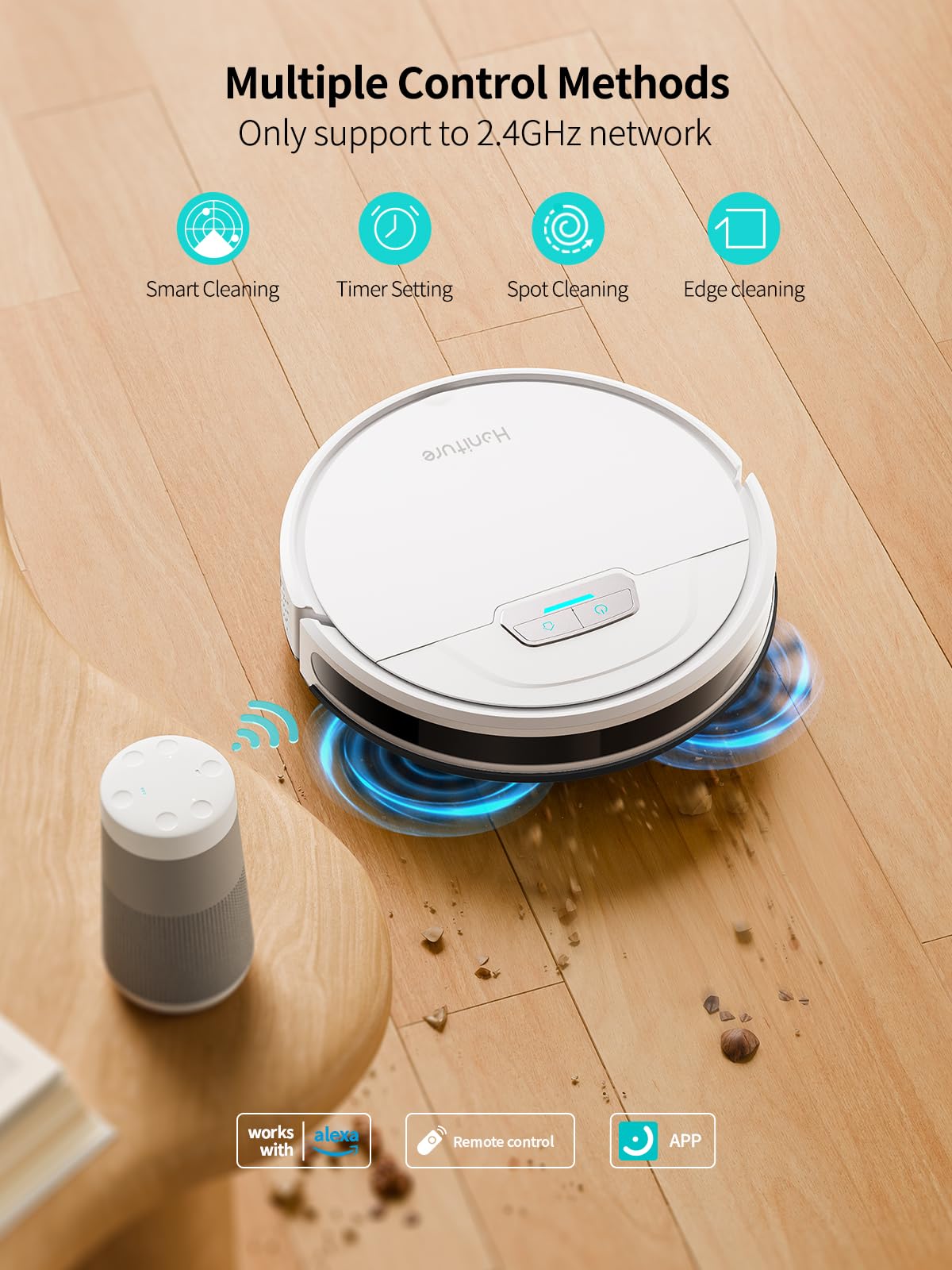 HONITURE G20 Robot Vacuum and Mop Combo with 4000Pa Strong Suction - Self-Charging, 150Min Runtime, App/Remote/Voice Control, Ultra-Slim Design - Perfect for Pet Hair, Hard Floors & Carpets - Smart Cleaning for Homes with Pets & Allergies