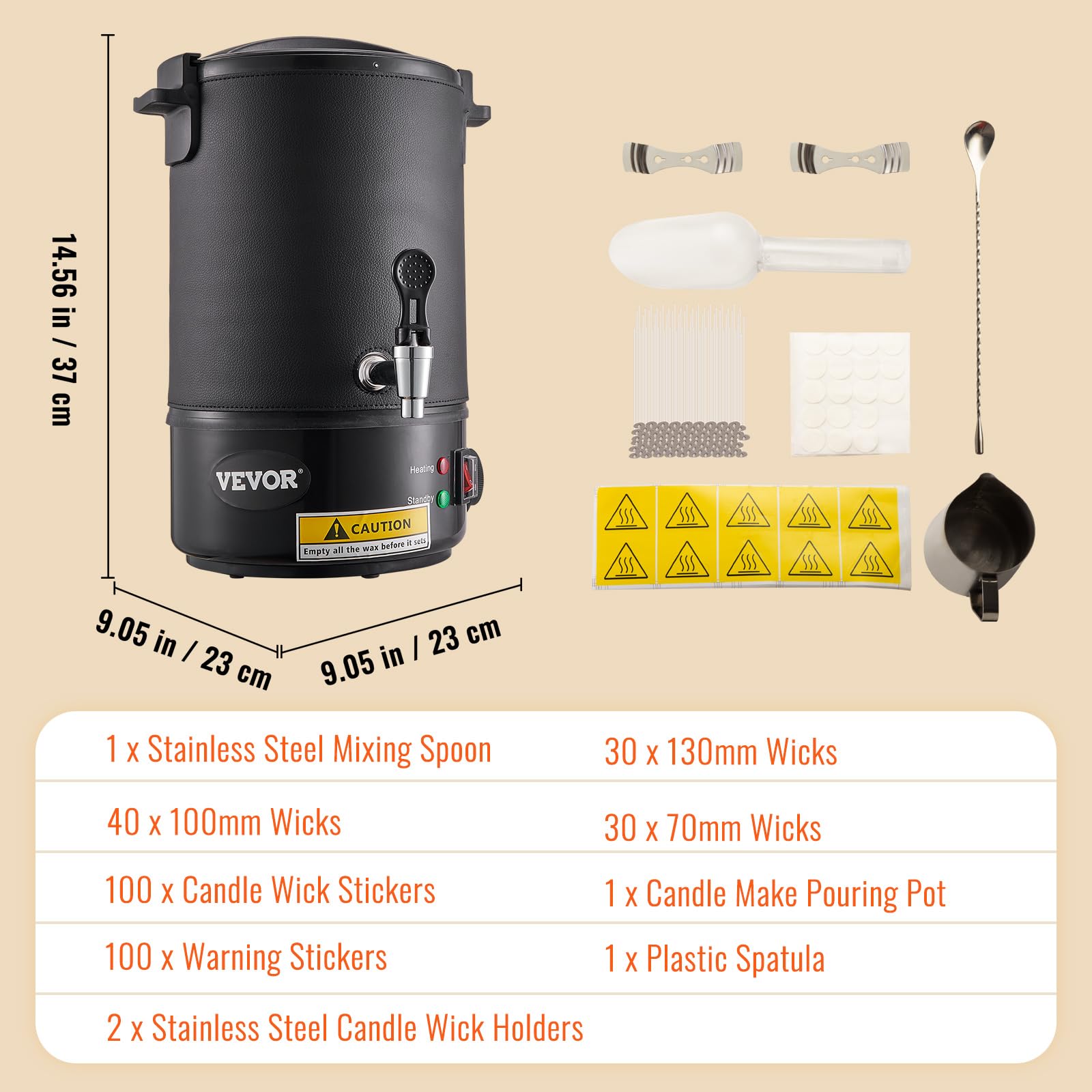 VEVOR 6.5L Electric Wax Melting Pot with Pour Spout & 9-Level Temperature Control - Easy Clean Candle Making Kit for DIY Soap, Cream & Beauty Products - Perfect for Home Business & Bulk Production (Black, DTL-S007(B)) | Ideal for Candle Crafting, Wax Melting, Soap Making & DIY Beauty Products