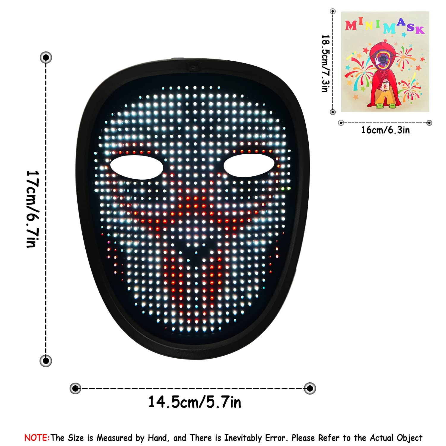 LED Halloween Mask with Gesture Sensing - Glowing Costume Mask for Kids, Men & Women - Perfect for Cosplay, Parties, Trick or Treating & Night Events