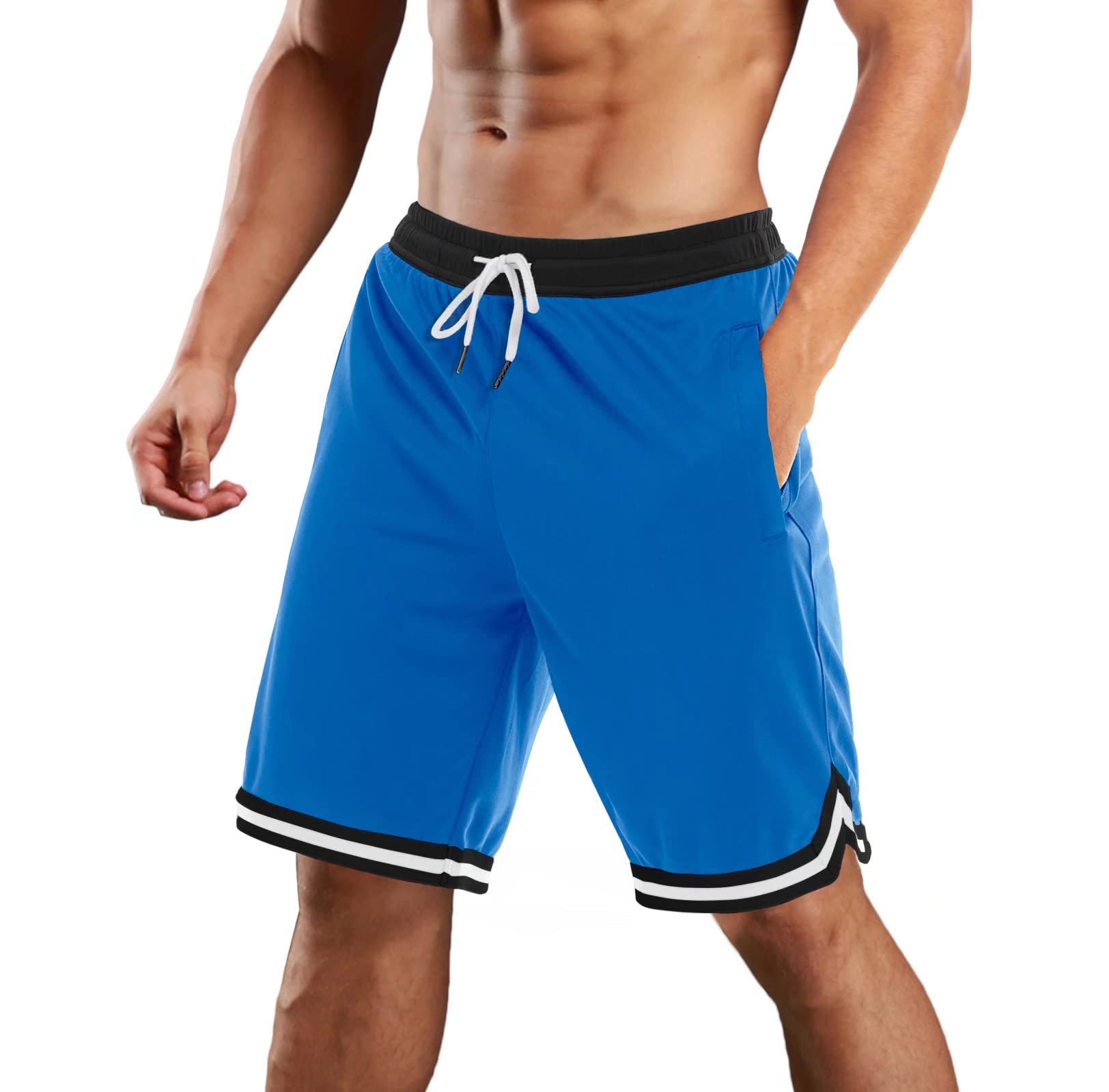 MAGCOMSEN Men's Quick Dry Running Shorts with Mesh Lining & 2 Zipper Pockets - Lightweight Athletic Basketball Shorts for Gym, Workout & Outdoor Sports