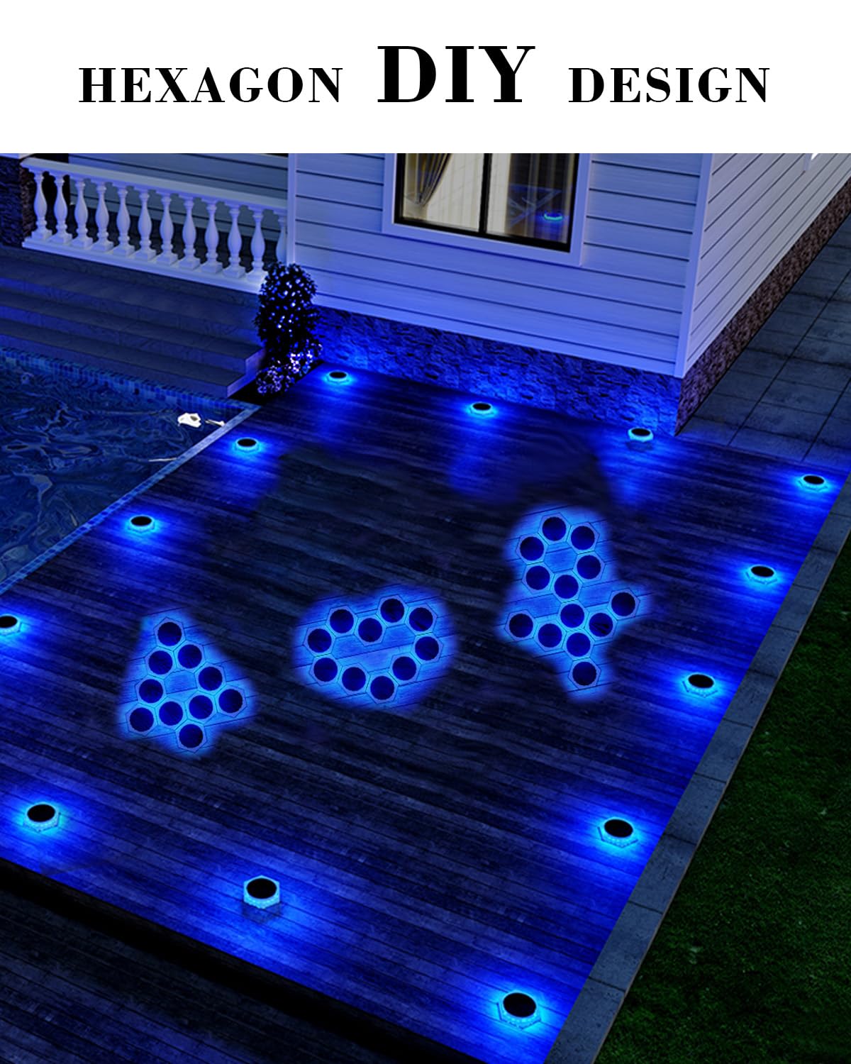 Solar Powered Outdoor LED Driveway Lights - IP68 Waterproof, 4 Pack Blue Solar Deck Step Lights for Stairs, Garage, Pool, Fence & Garden Pathway - Perfect for Nighttime Safety and Landscape Lighting