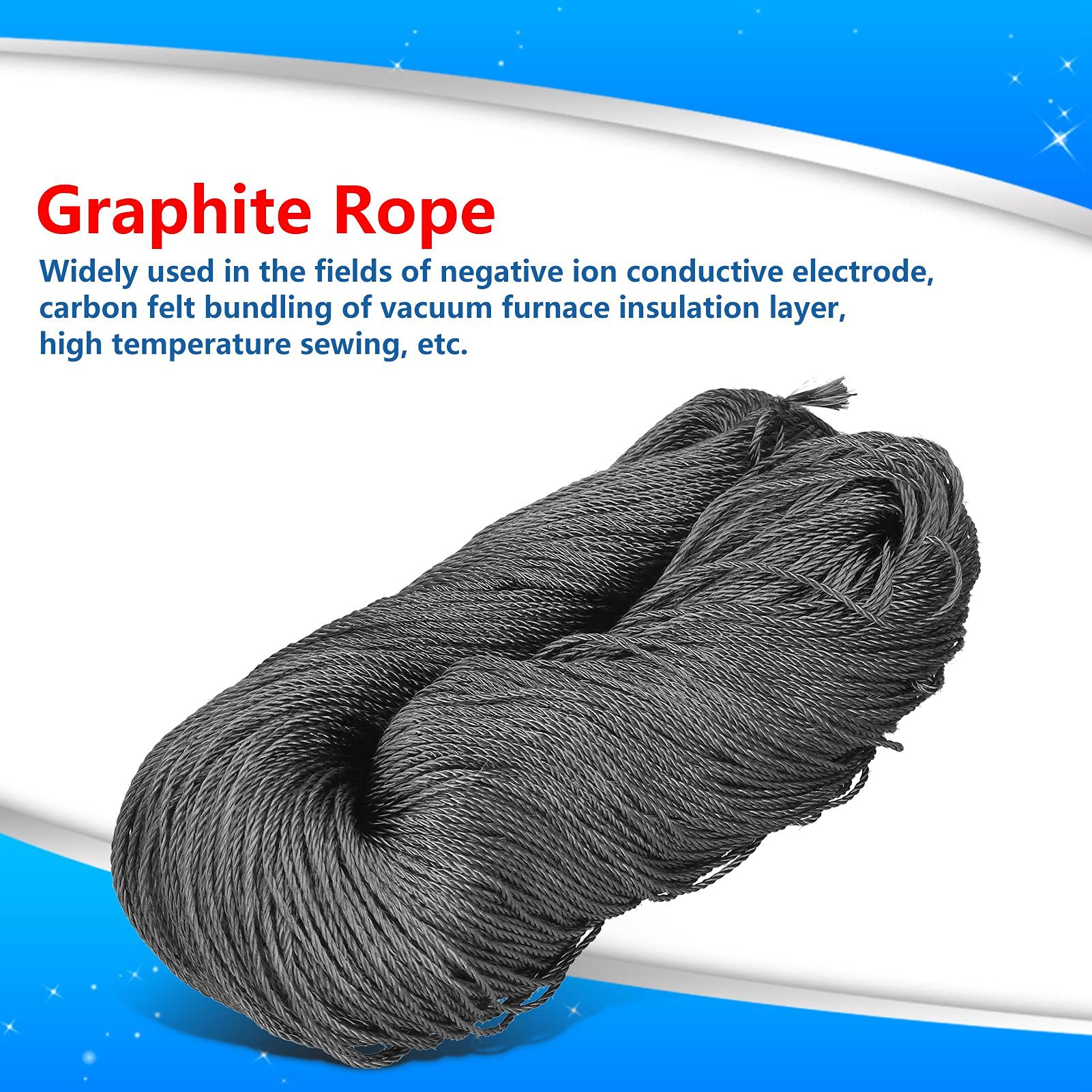 1kg High Strength Carbon Fiber Rope - Flexible 5mm Graphite Rope for Negative Ion Conductive Electrodes, High Temperature Sewing & DIY Projects | Perfect for Electrical Conductivity, Crafting & Industrial Applications