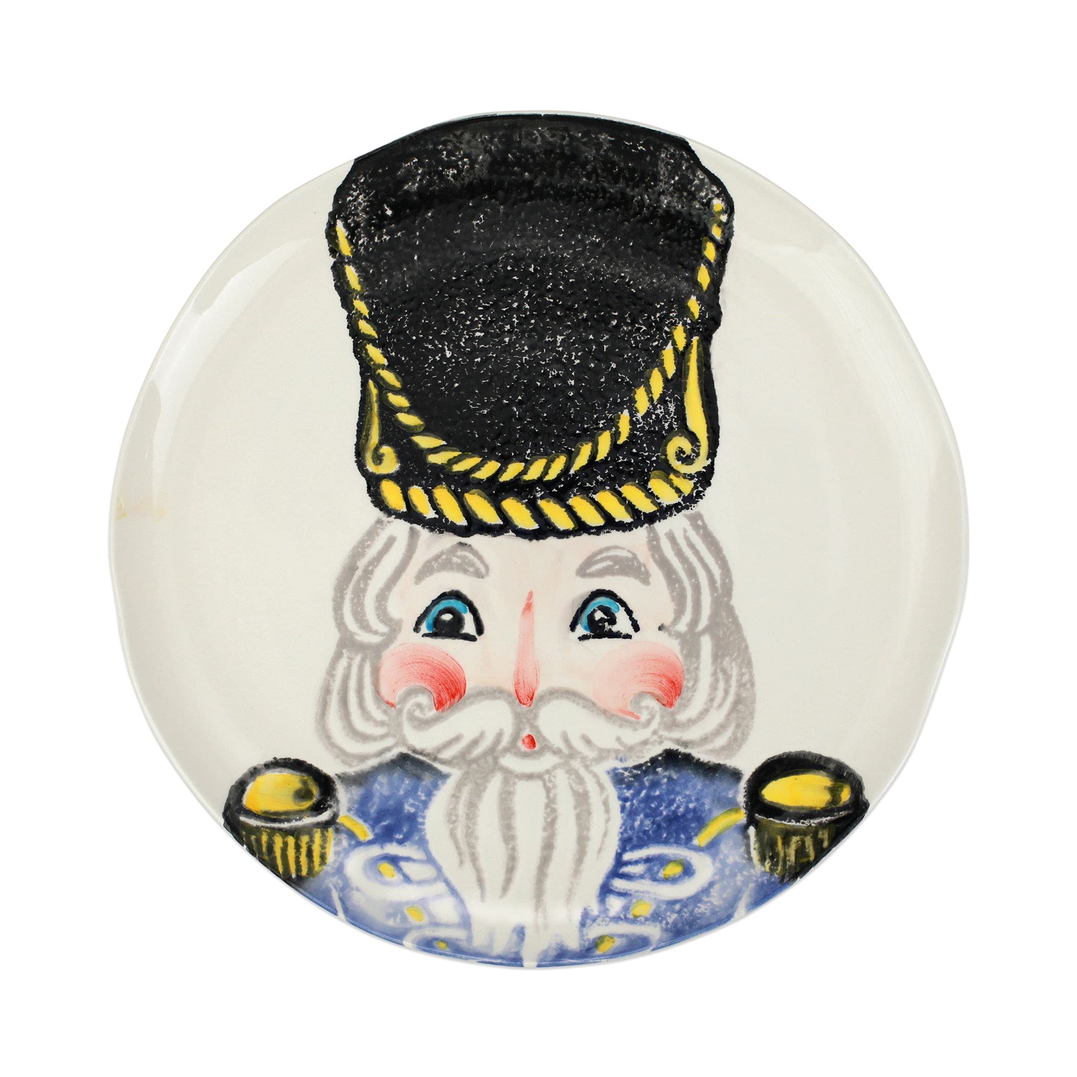 Vietri Nutcrackers Blue Dinner Plate - 11.5 Inch Terra Bianca Ceramic Plate - Handcrafted Italian Dinnerware - Perfect for Holiday Dining, Christmas Table Setting & Special Occasions
