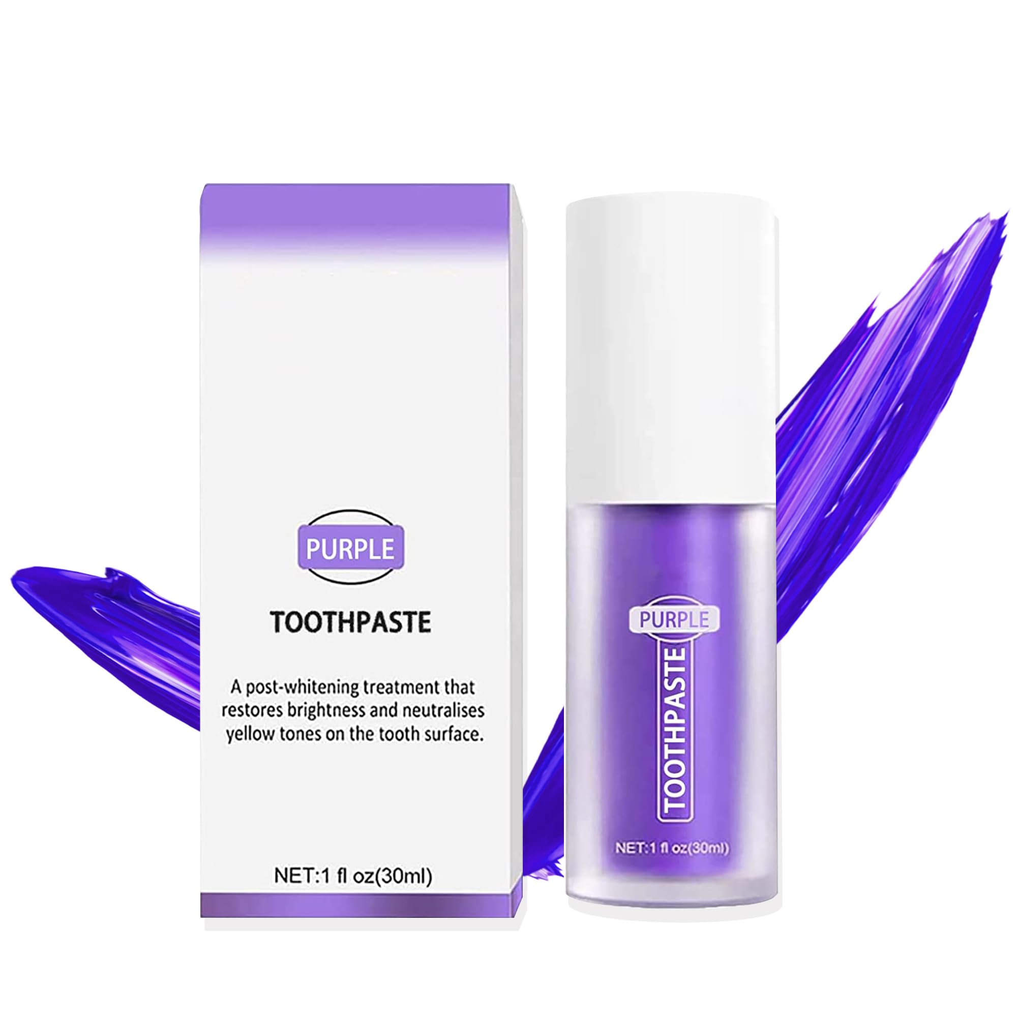 Purple Teeth Whitening Toothpaste - Professional Anti-Tartar & Stain Removal Formula for Brighter Smile | Perfect for Daily Oral Care & Coffee/Tea Drinkers
