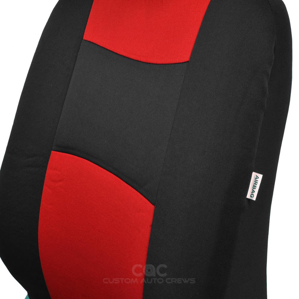 BDK PolyPro Black & Red Full Set Car Seat Covers with Motor-Trend FlexTough All-Weather Rubber Floor Mats - Front & Rear Split Bench Protection for Cars, Trucks & SUVs | Perfect for Daily Commutes, Road Trips & Pet Owners