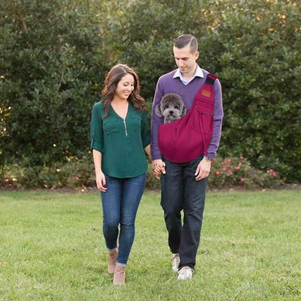 Adjustable Hands-Free Small Dog & Cat Carrier Sling - Reversible Pet Travel Backpack for Outdoor Adventures, Hiking, and Daily Errands