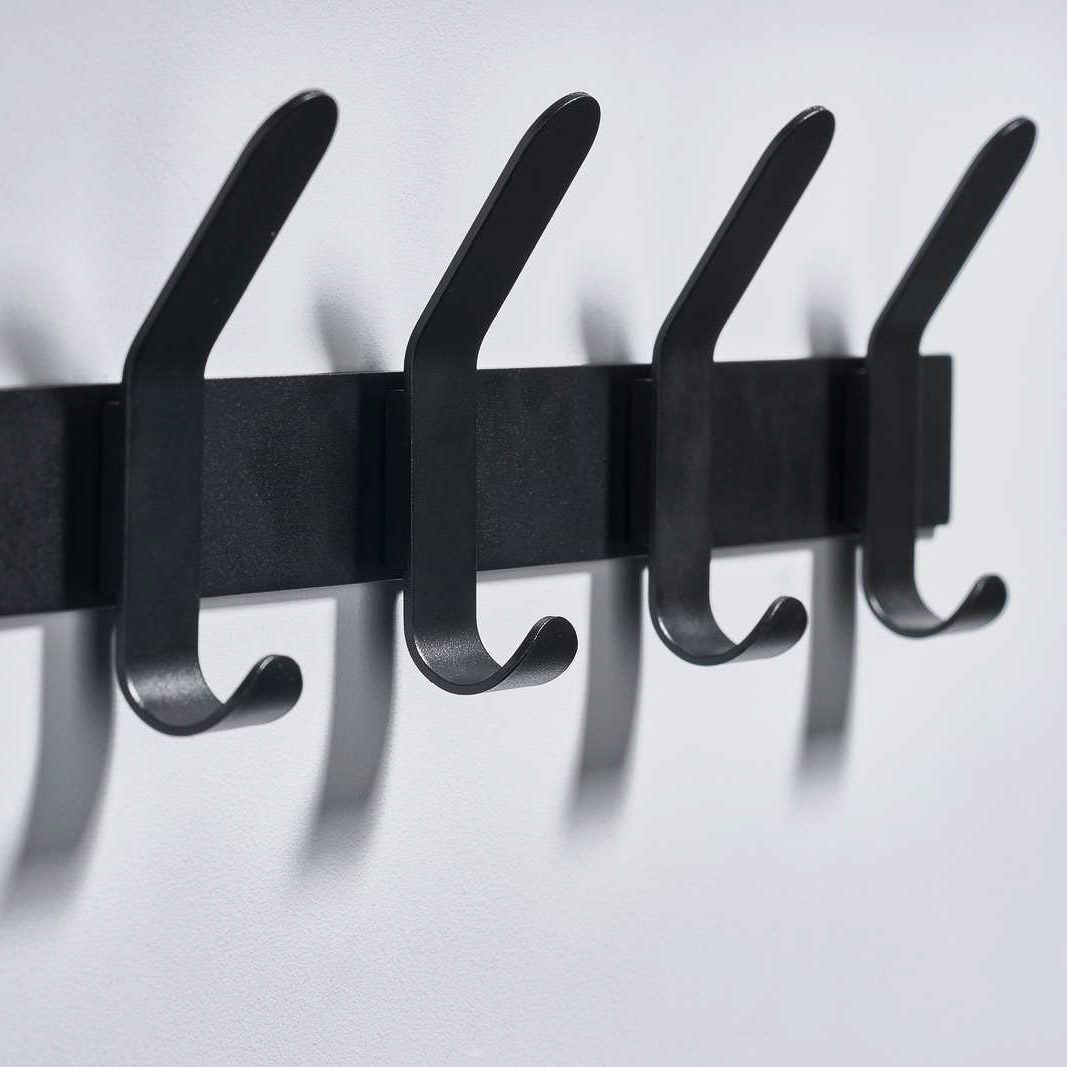 ZONE DENMARK A Rack Coat/Towel Rack - Premium Black Wall-Mounted Organizer for Bathroom, Kitchen & Entryway Storage