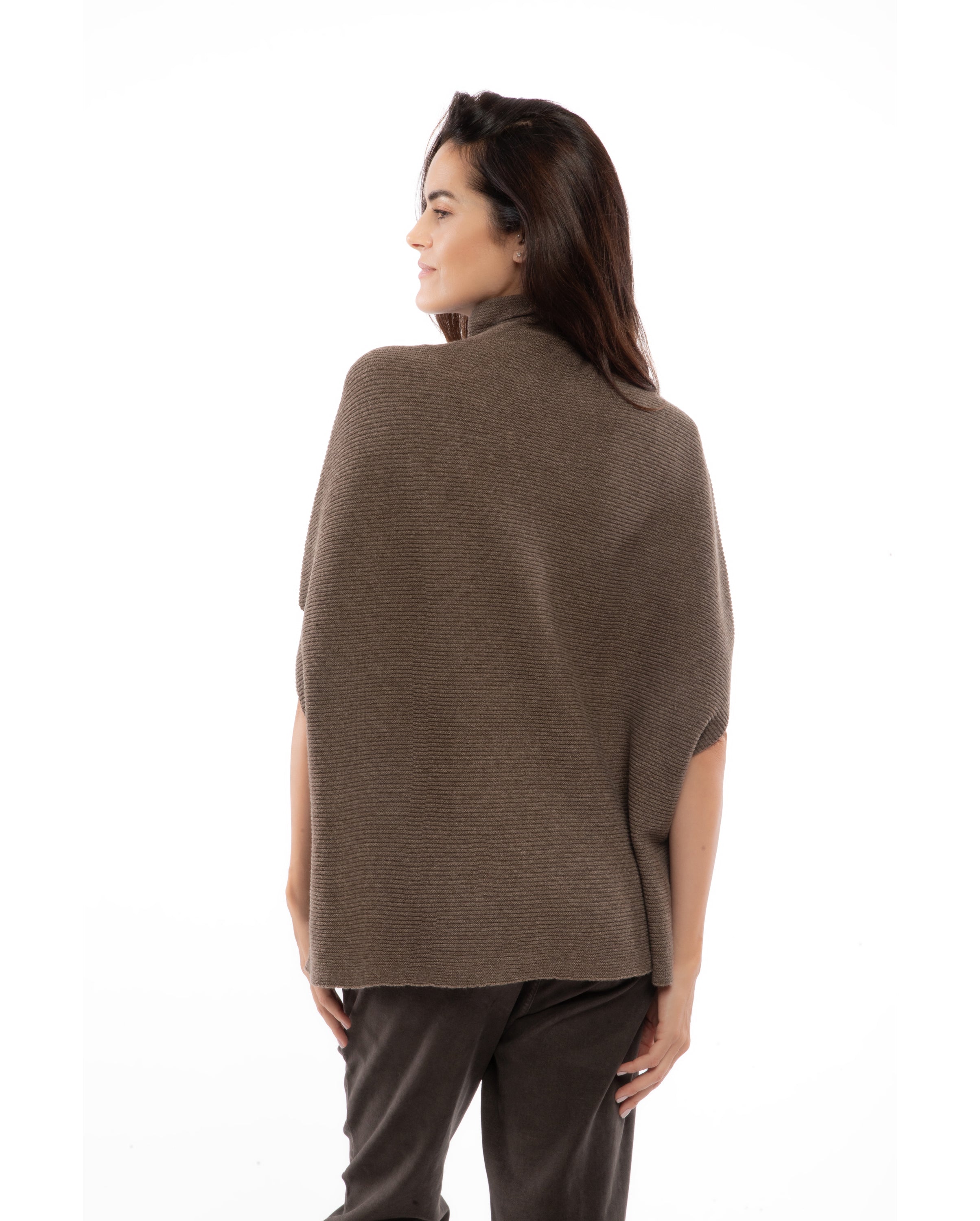 Luxury Women's Pure Cashmere Funnel Neck Poncho - Soft & Warm Winter Shawl Wrap - Melange Gray - Perfect for Office, Travel & Outdoor Activities