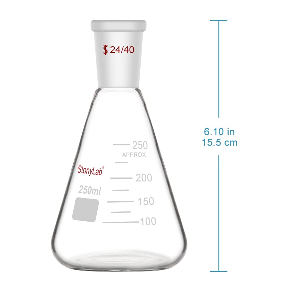 Stonylab 250ml Glass Buchner Funnel with Fine Frit, 250ml Erlenmeyer Flask, Vacuum Rubber Tubing & 100pcs Qualitative Filter Paper - Complete Filtration Kit for Chemistry Lab, Home Brewing & Science Experiments