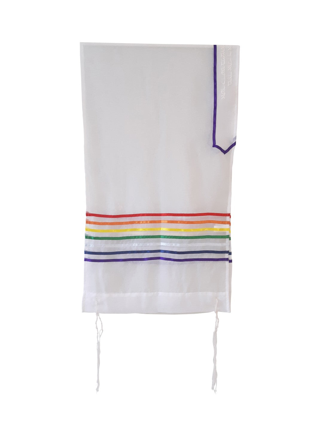 Handmade Sheer Rainbow Tallit Prayer Shawl - Joseph's Coat of Many Colors Jewish Prayer Scarf for Women, Bat Mitzvah Gift Set with Tzitzit - Perfect for Synagogue, Shabbat & Jewish Ceremonies