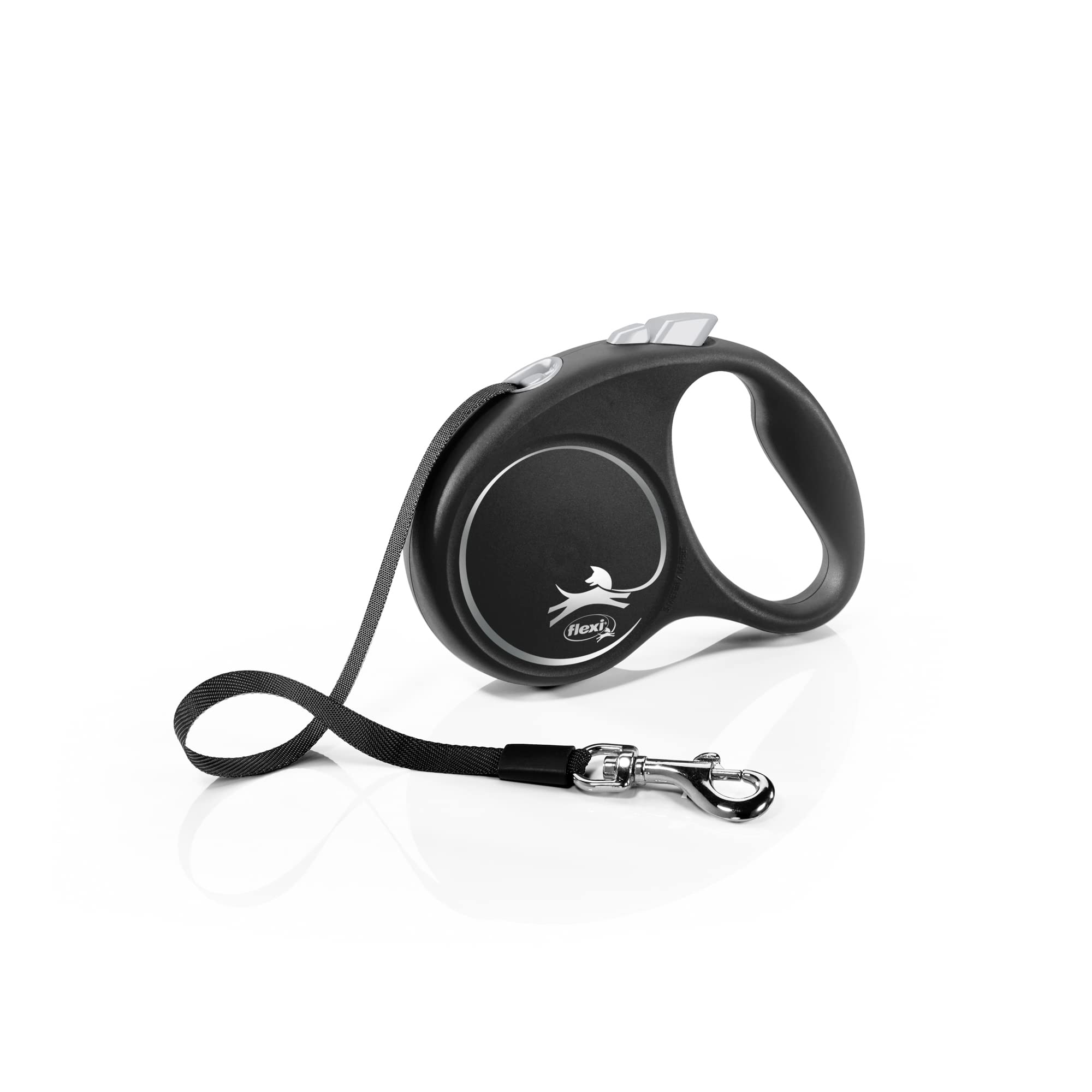 Flexi Black Design Tape - 5m Retractable Dog Leash for Small Dogs up to 33lbs (15kg) - Durable & Safe for Walking, Training & Outdoor Adventures