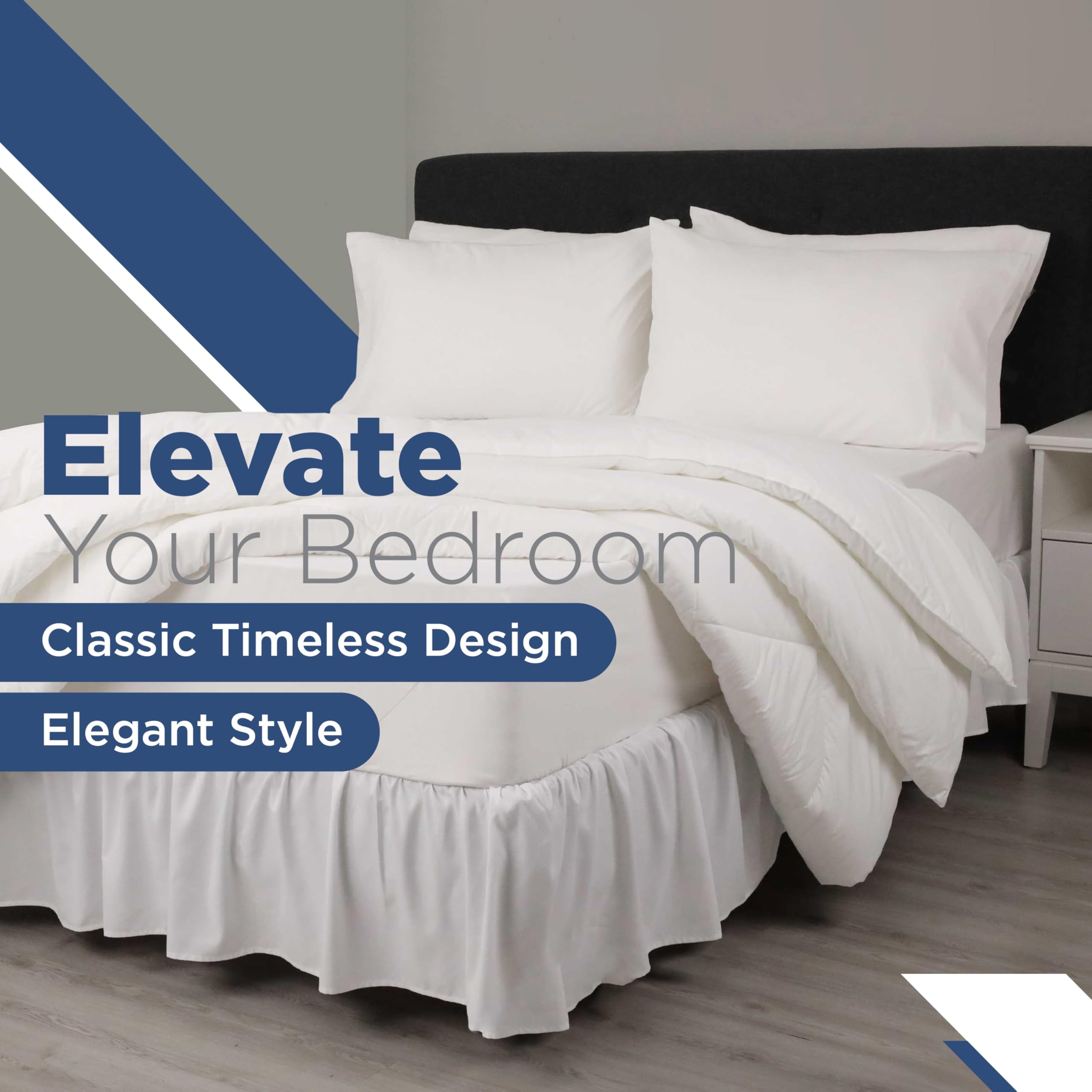 Martex Twin Ruffle Bed Skirt - 15 Inch Drop Microfiber Bedskirt | Easy Fit Hotel Quality White Bed Skirt for Twin Beds | Perfect for Guest Rooms, Dormitories & Luxury Bedroom Decor