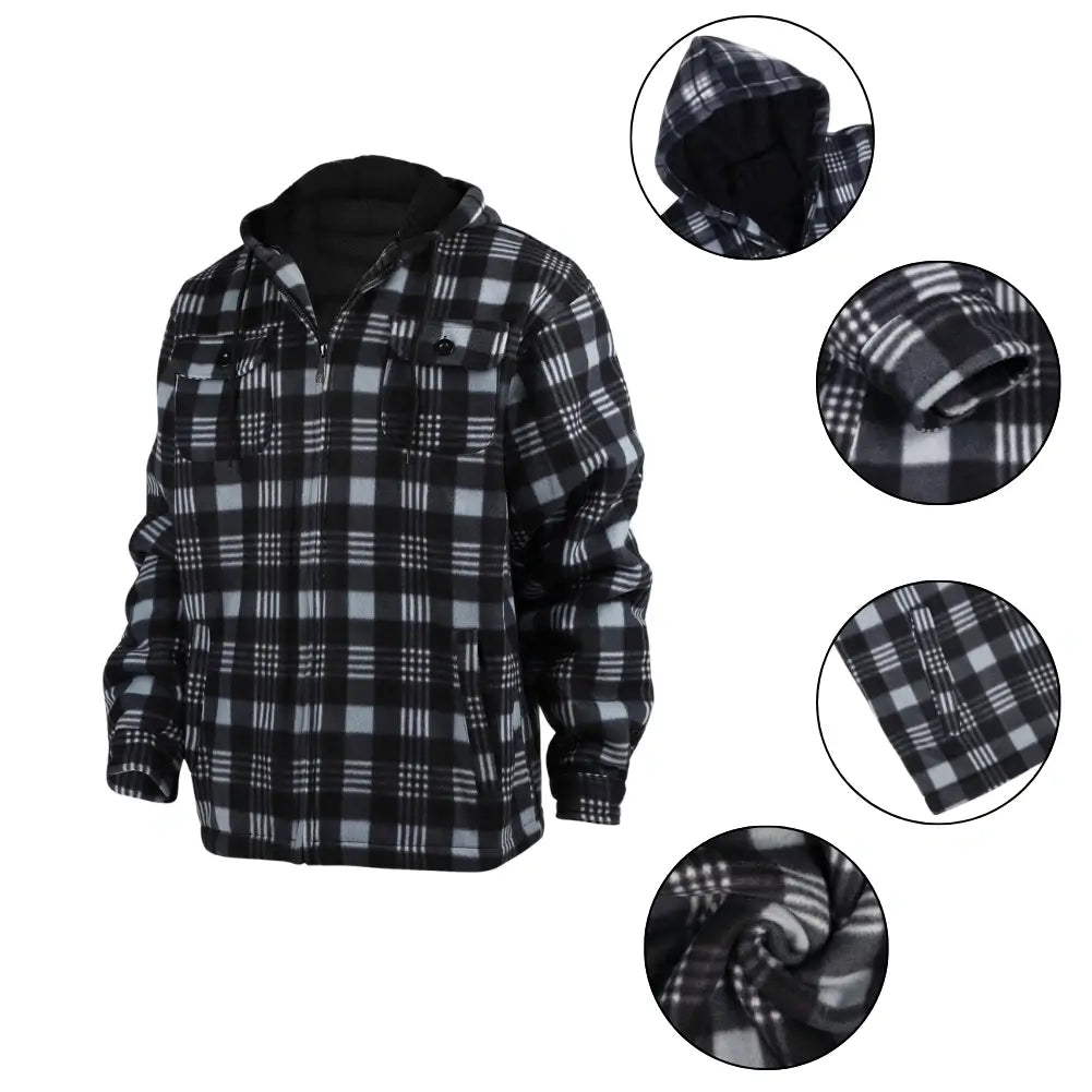 Men's Plaid Sherpa Lined Jacket - Warm Winter Flannel Shirt Jacket for Outdoor Activities & Casual Wear