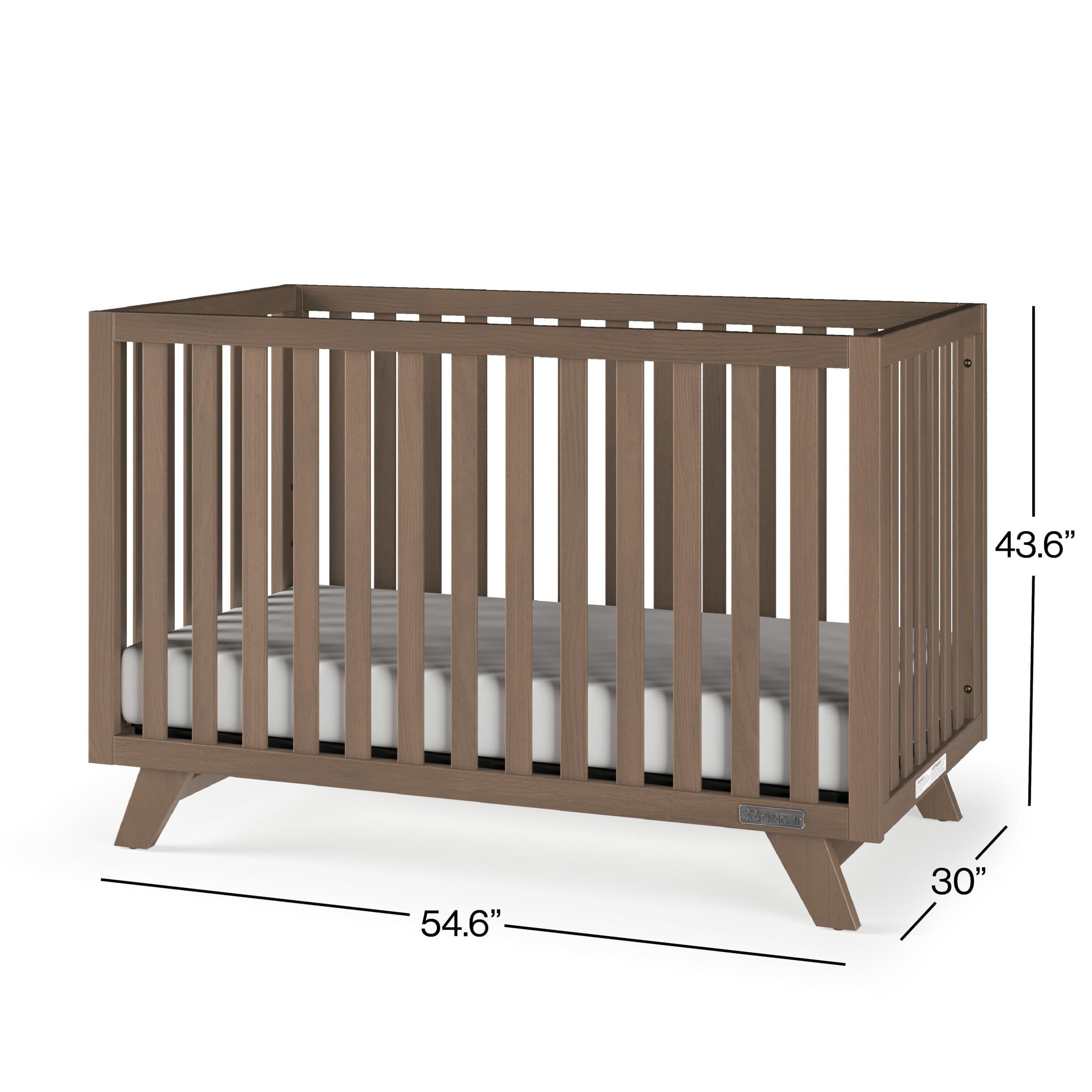 Child Craft SOHO 4-in-1 Convertible Crib - Convertible Baby Crib to Day Bed, Toddler Bed & Full Size Bed with 3 Adjustable Mattress Heights | Non-Toxic & Baby-Safe Finish in Dusty Heather | Perfect for Nursery, Bedroom Transition & Growing Families