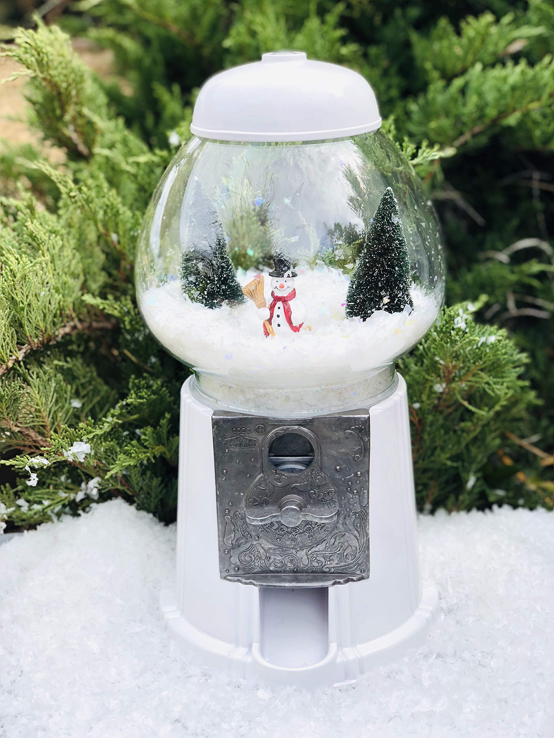 Classic 12 Inch White Gumball Machine & Candy Dispenser - Perfect for Home, Office, and Party Decor | Vintage-Style Bubble Gum Vending Machine