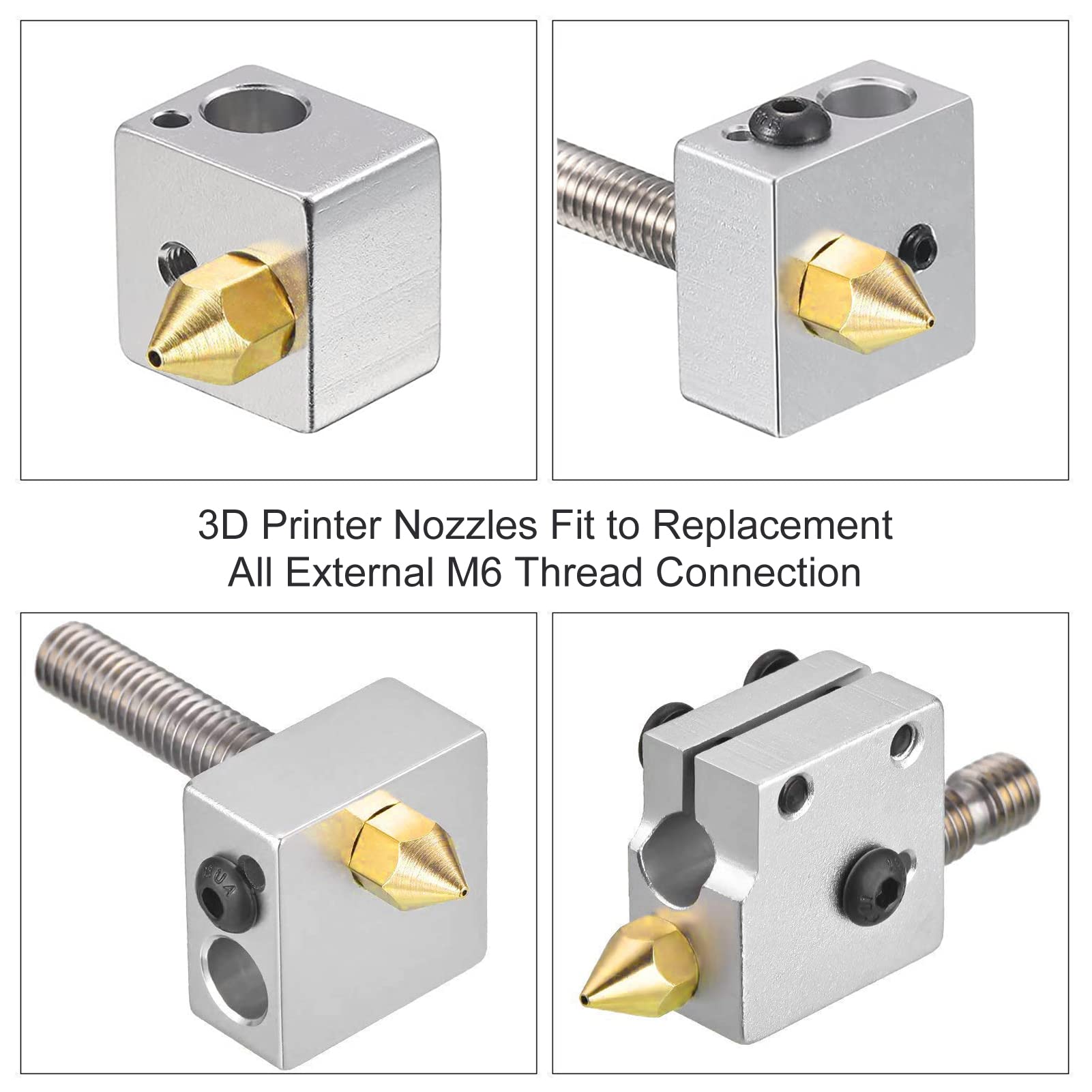 30pcs MK8 0.4mm Brass Nozzles for 3D Printer - Compatible with Creality Ender 3/3 Pro/3 V2, CR-10 Series & Makerbot - High Precision Extruder Nozzles for Smooth 1.75mm Filament Printing - Perfect for DIY Projects, Prototyping and Home 3D Printing