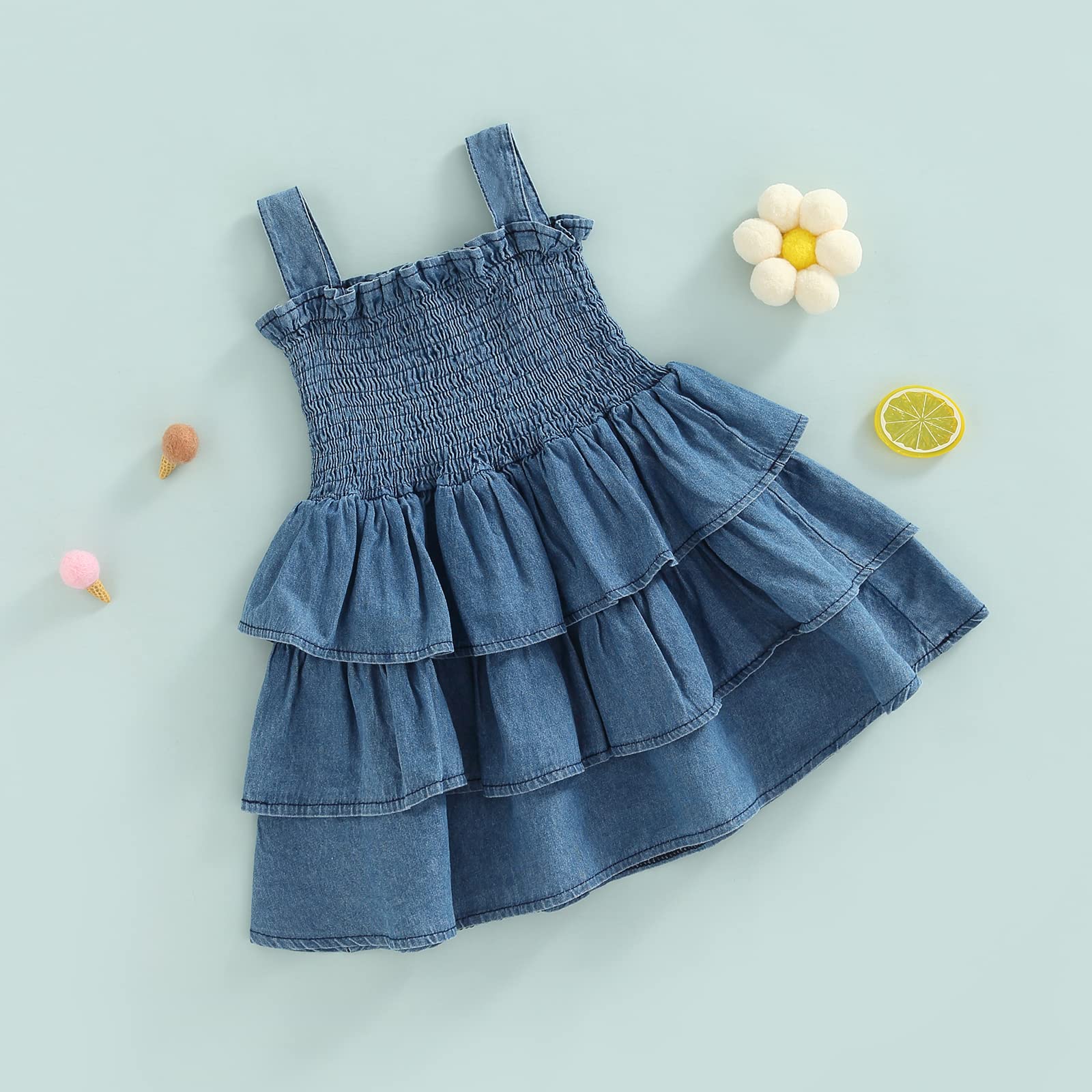 Newborn Baby Girl Denim Romper Dress - Cute Ruffle Overall Shorts for Infants | Perfect for Photos, Parties & Everyday Outfits