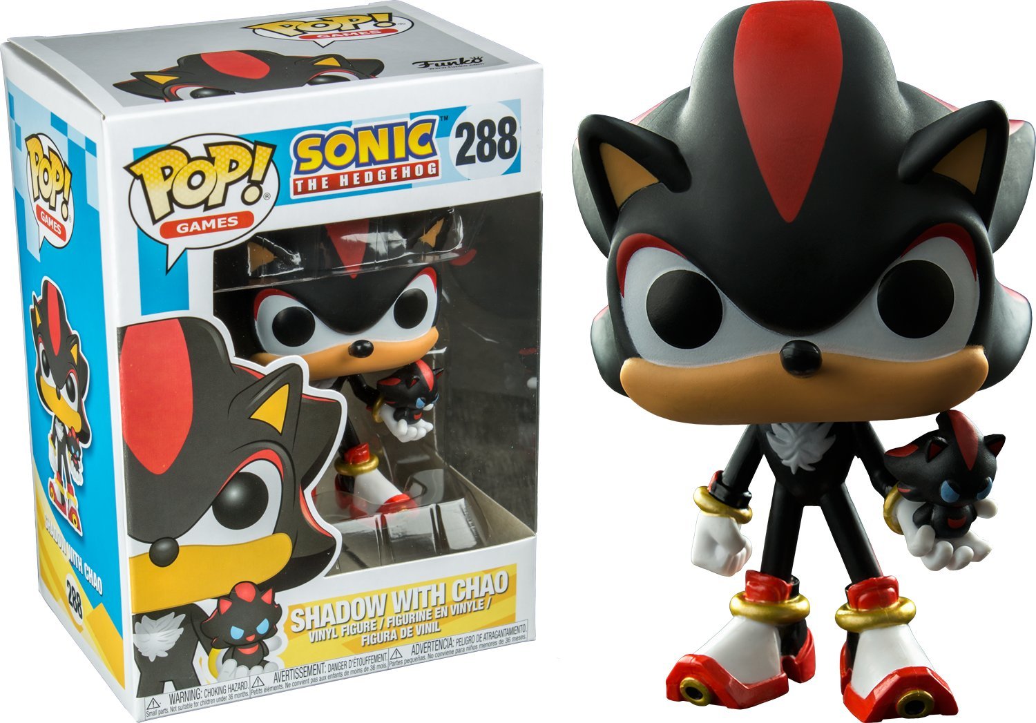 Funko Pop! Games Sonic The Hedgehog Shadow with Chao #288 Vinyl Figure - Collectible Toy for Gamers & Anime Fans - Perfect for Display, Gifts, and Home Decor