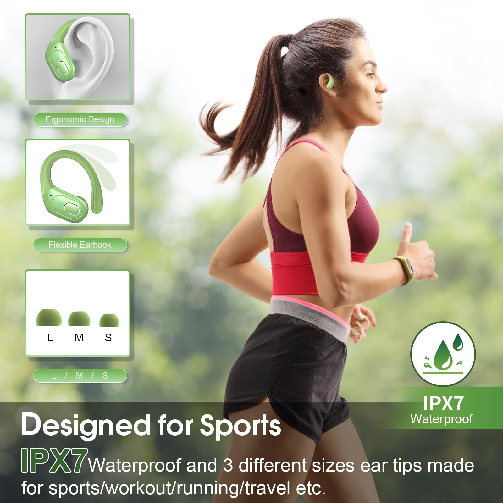 Wireless Earbuds 75hrs Bluetooth 5.4, ENC Noise Cancelling, IPX7 Waterproof - Perfect for Sports & Workouts