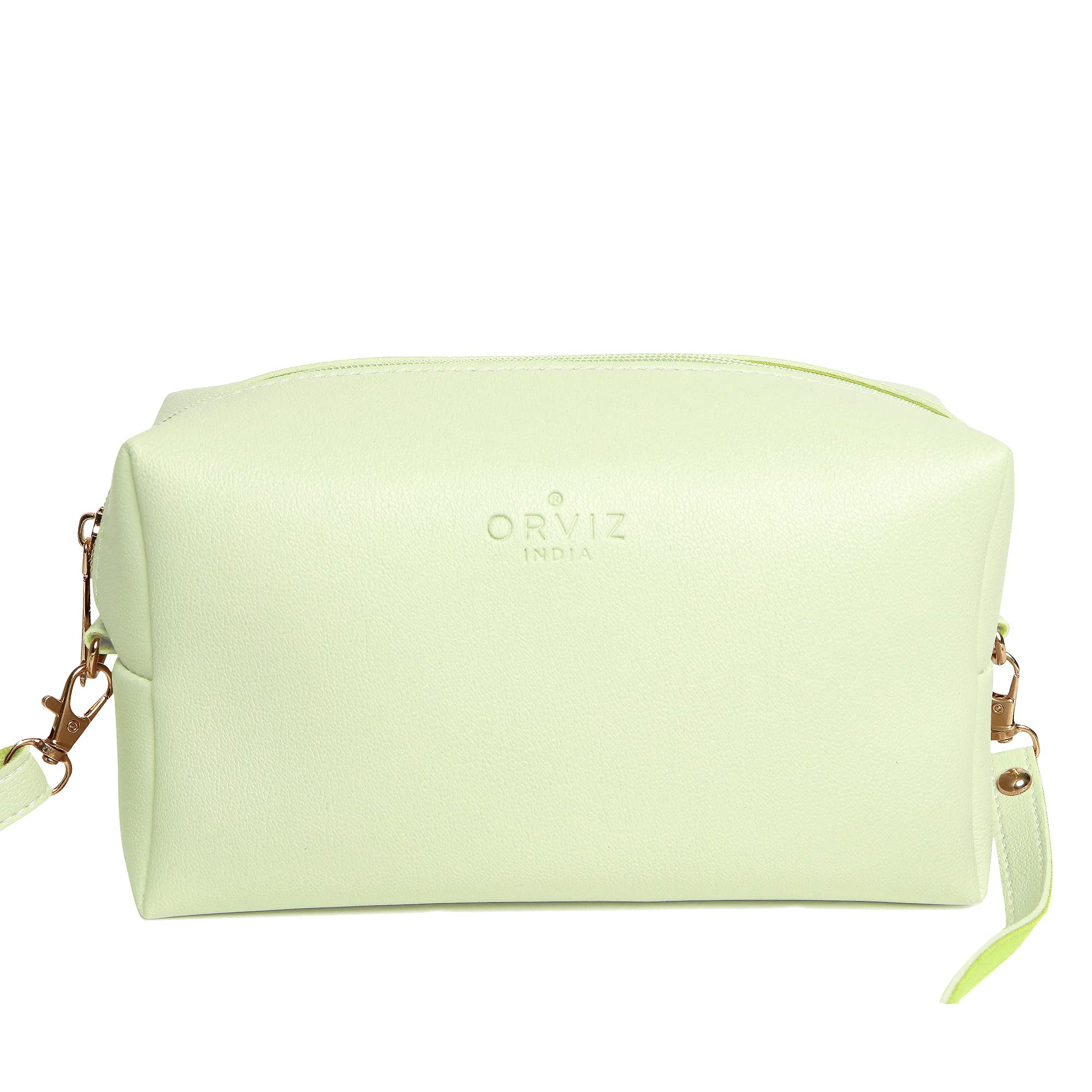 Orviz Waterproof Cosmetic Bag for Women & Girls - Travel Makeup Organizer with Multiple Pockets (Pistachio Green) - Perfect for Travel, Gym, and Daily Essentials Storage